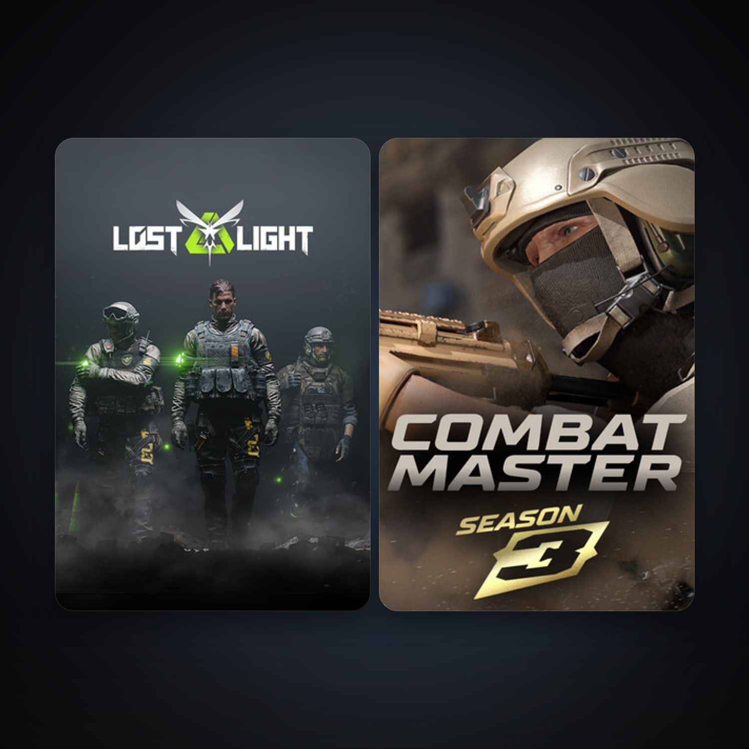Lost Light + Combat Master: Season 1, 4 games, clean — HabibiAccounts