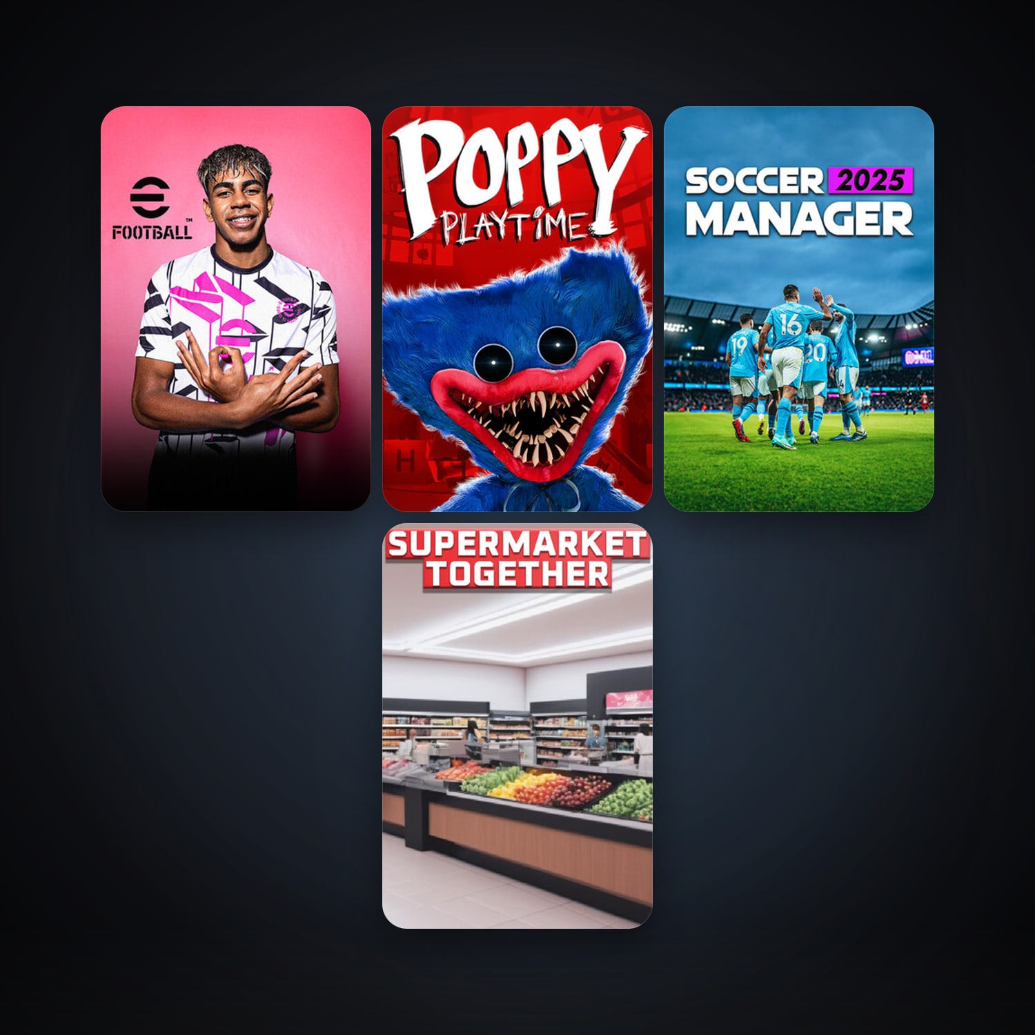 eFootball 2024 + Poppy Playtime, 8 games, clean — HabibiAccounts