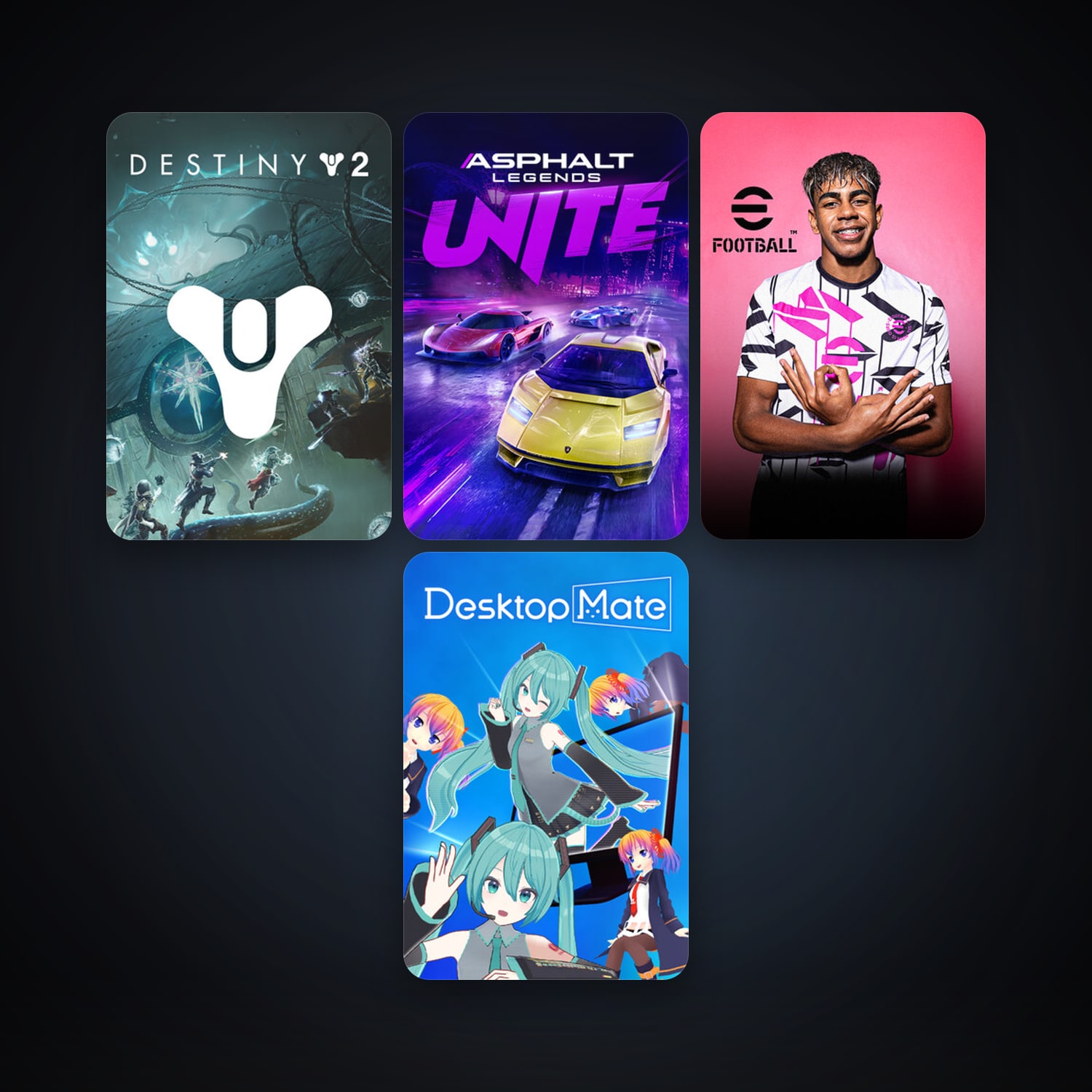 Destiny 2 + eFootball 2024, 5 games, clean — HabibiAccounts