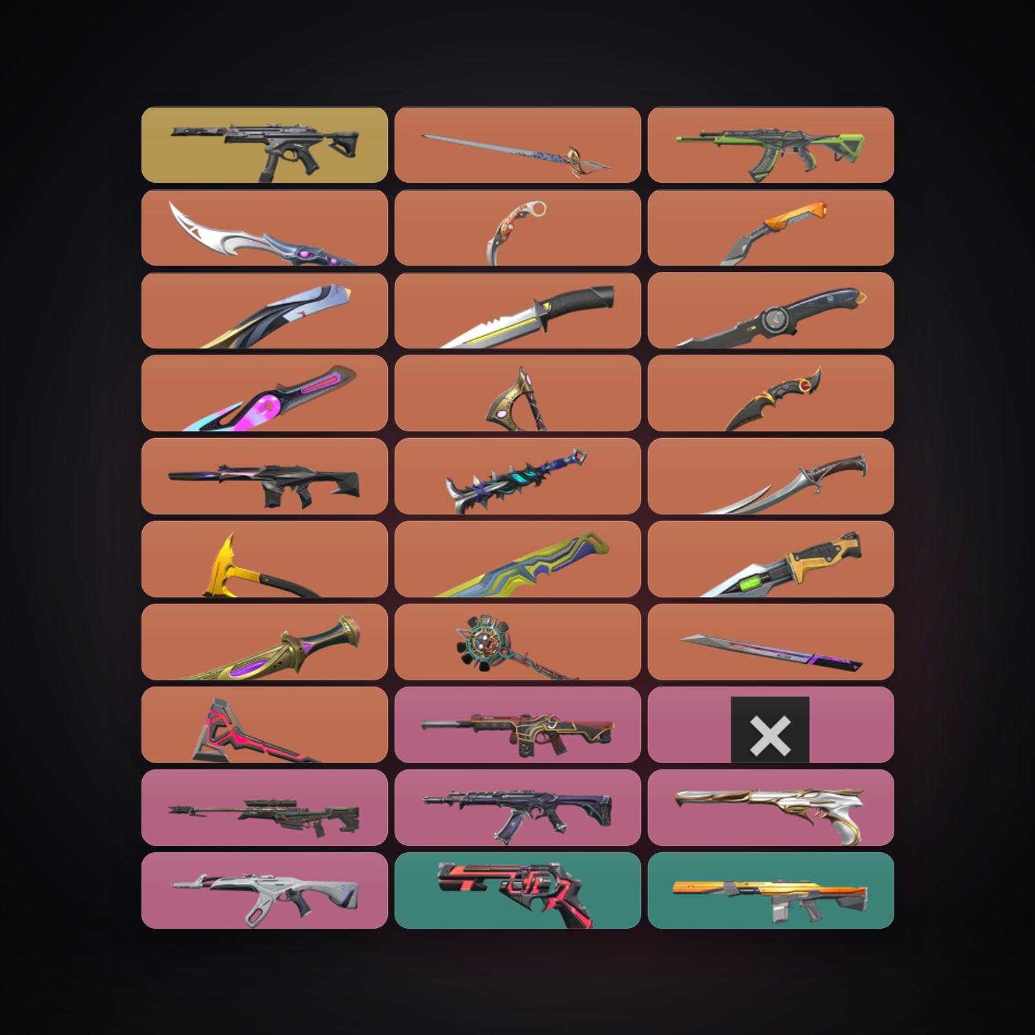 EU Gold 3 locker — 19 knives, 287 skins, lvl 415 · 263448011 — HabibiAccounts