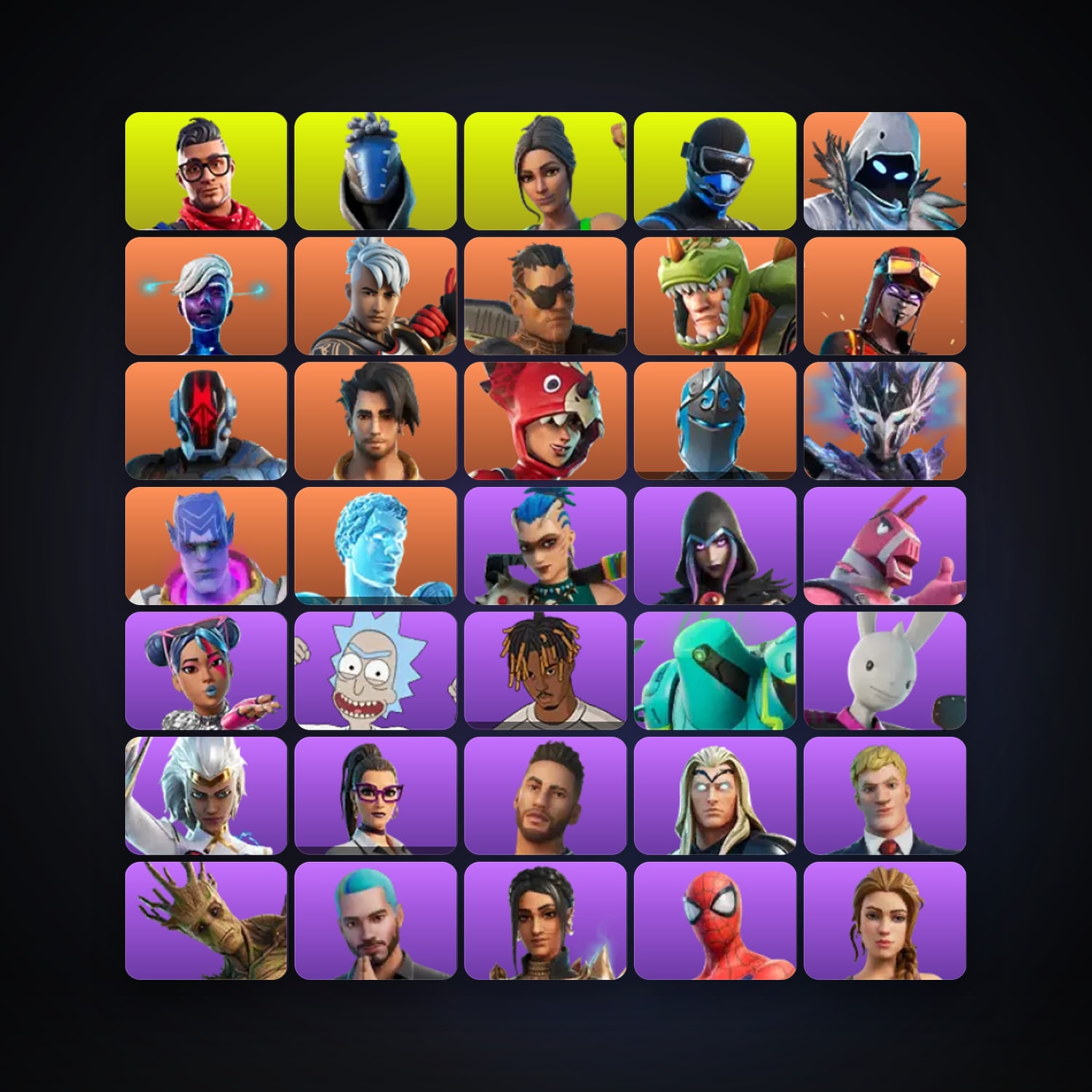 حساب فورتنايت Prodigy وSultura، لوكر 59 سكن، 250 فيبوكس، لفل 1455، 164 فوز — HabibiAccounts