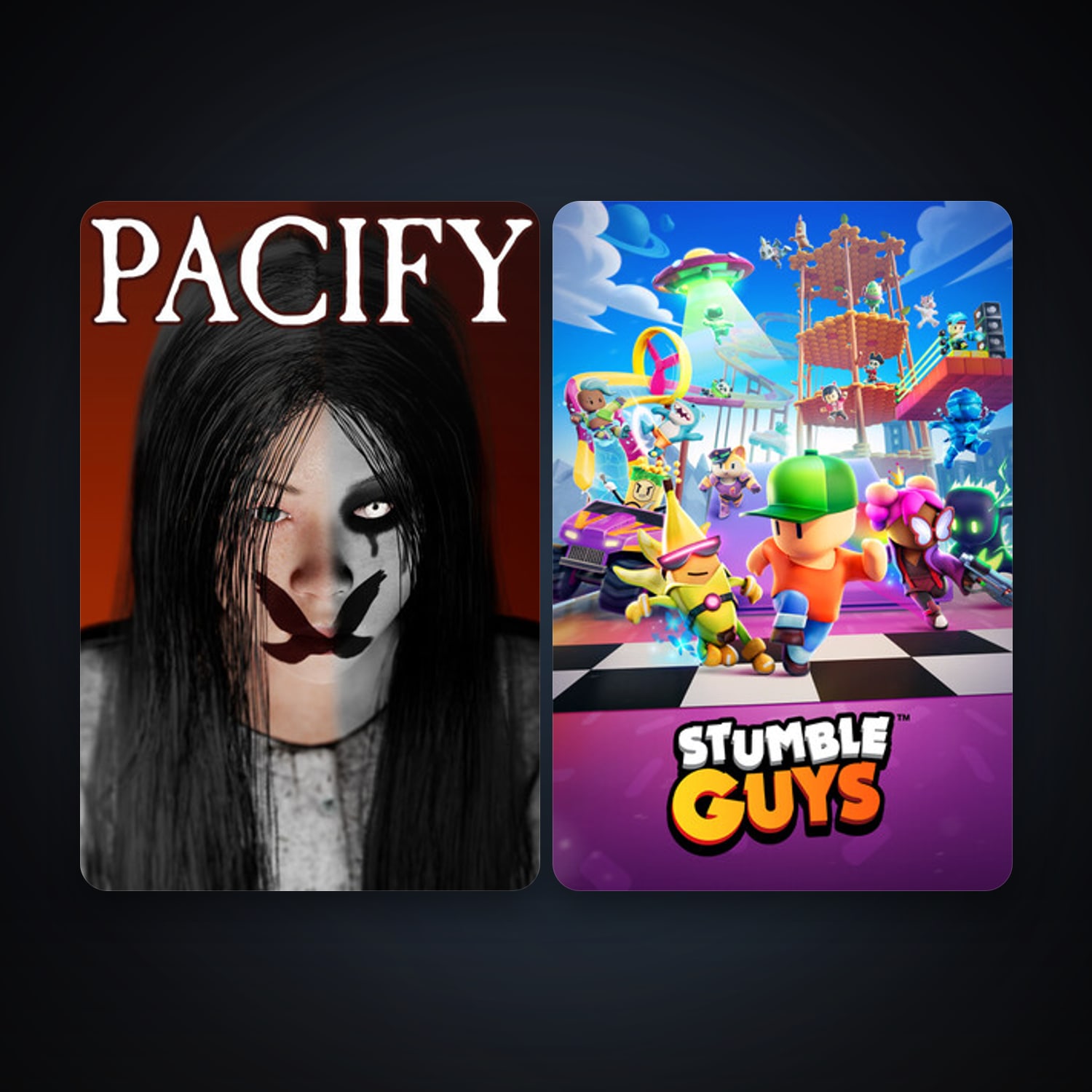 Pacify + Stumble Guys, 3 games, clean — HabibiAccounts