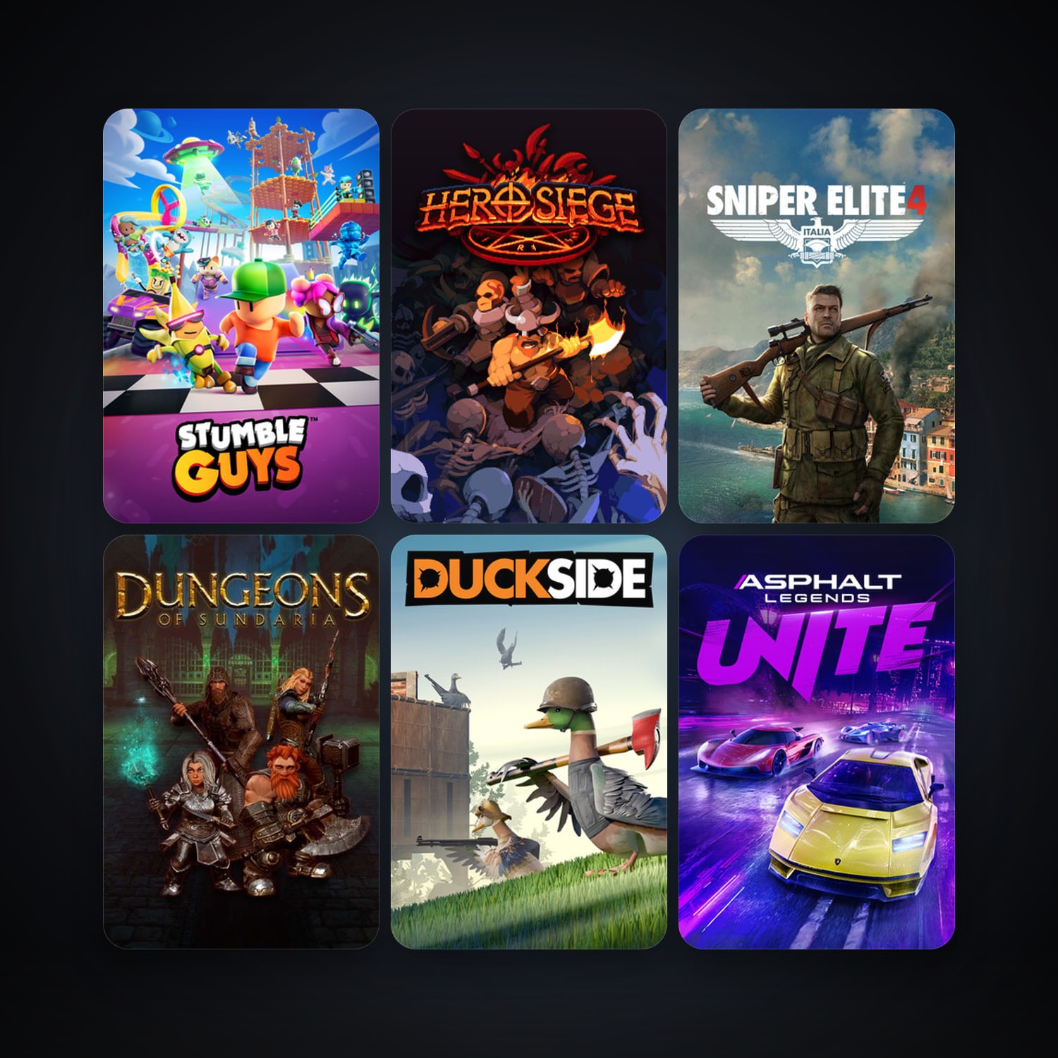 Hero Siege + Sniper Elite 4, 29 games, clean — HabibiAccounts