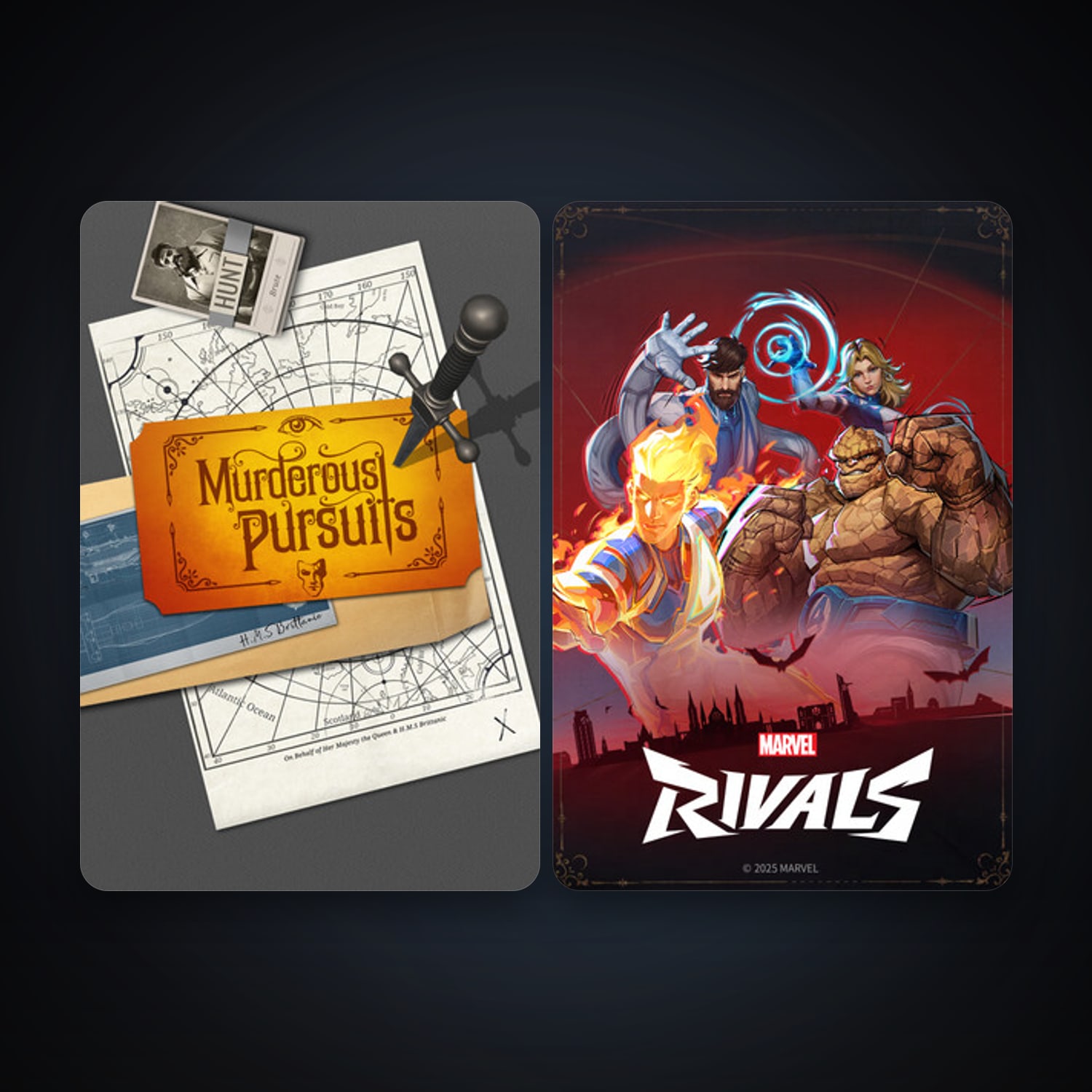 Murderous Pursuits + Marvel Rivals, 7 games, clean — HabibiAccounts