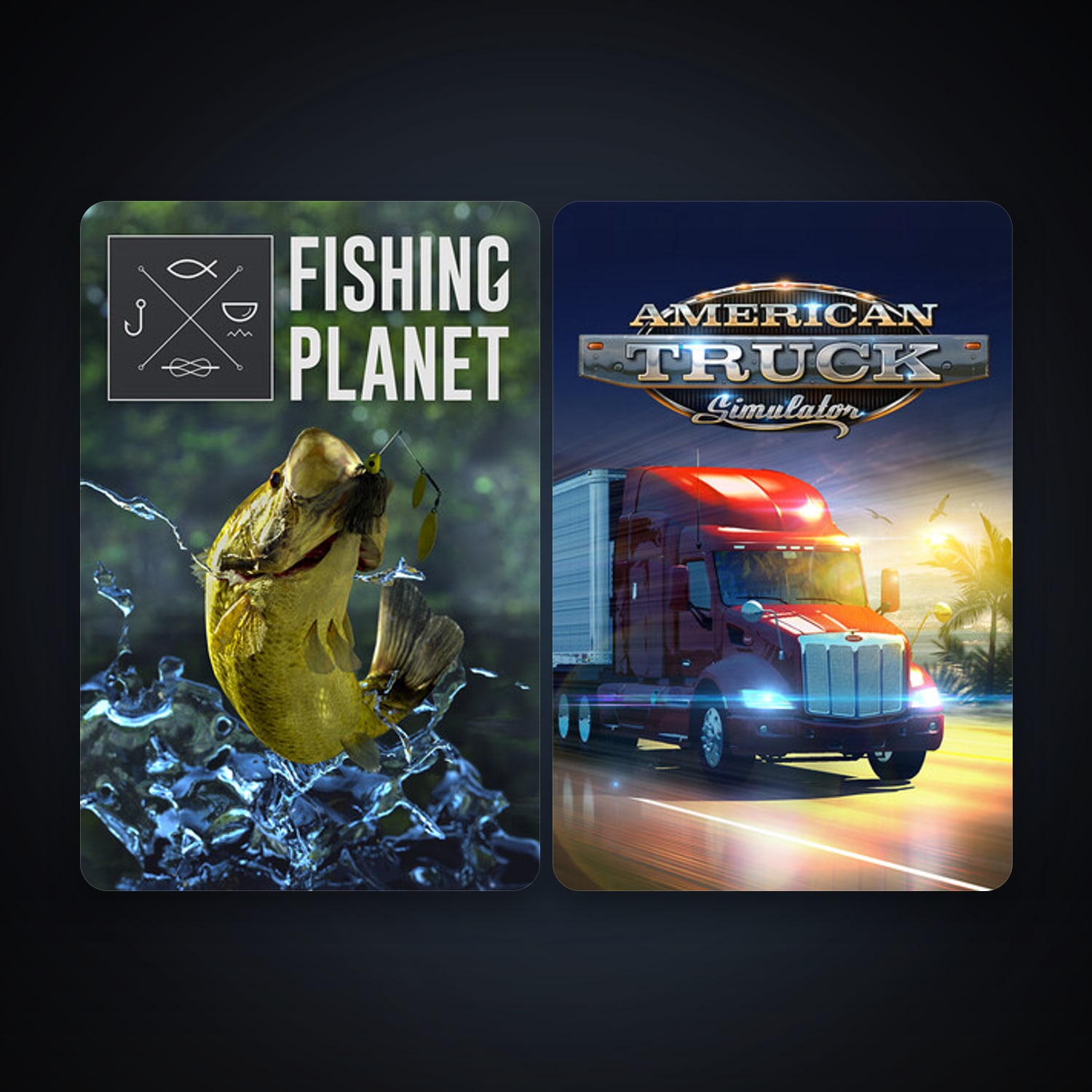 American Truck Simulator + Fishing Planet, 4 games, clean — HabibiAccounts