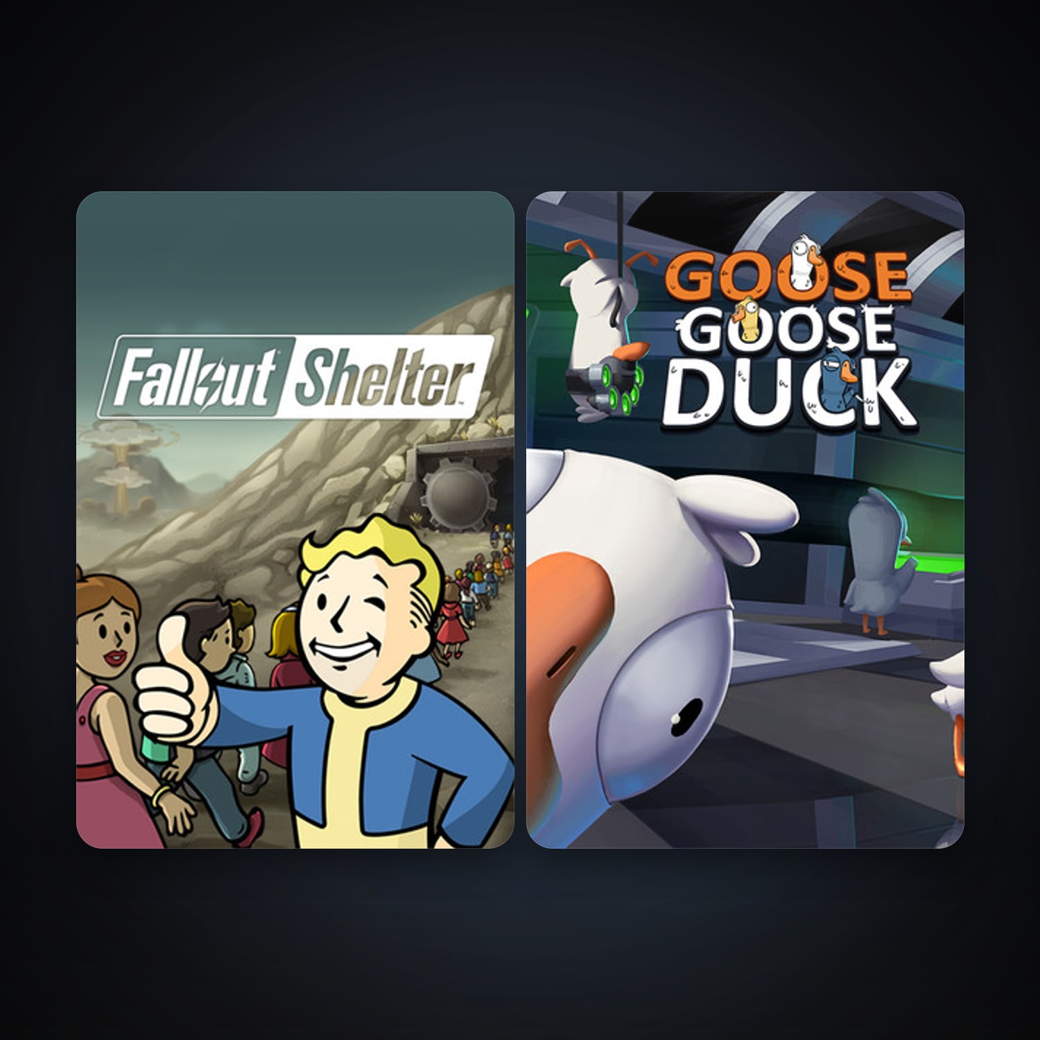 Fallout Shelter + Goose Goose Duck, 6 games, clean — HabibiAccounts
