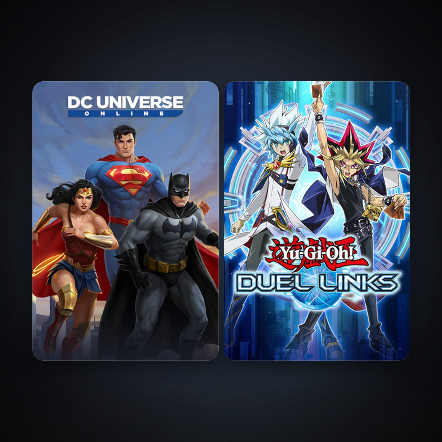 DC Universe Online + Yu-Gi-Oh! Duel Links, 3 games, clean — HabibiAccounts
