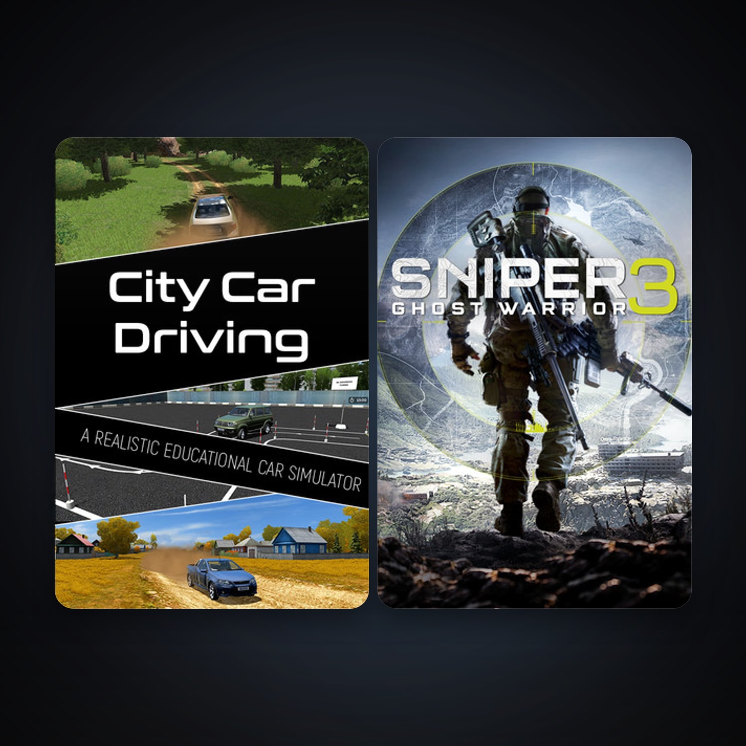 Sniper Ghost Warrior 3 + City Car Driving, 2 games, clean — HabibiAccounts