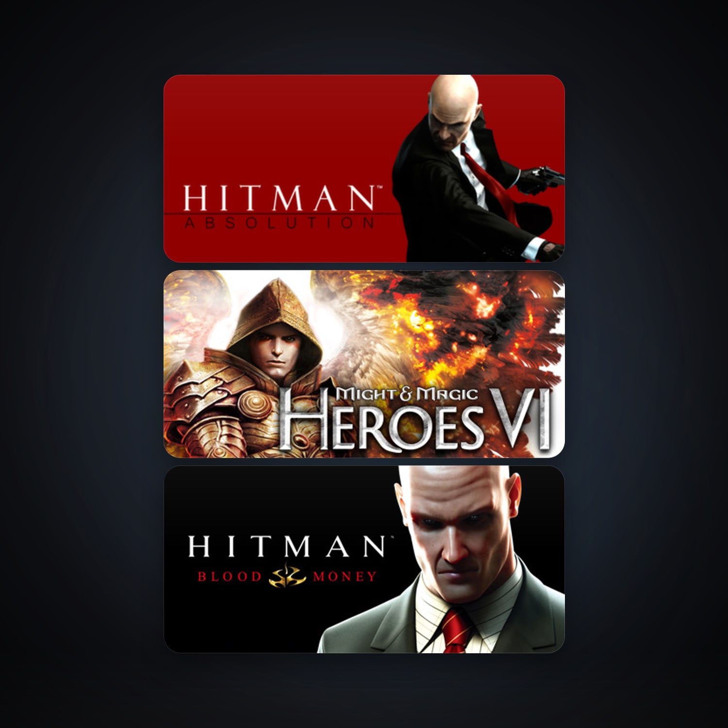 Hitman: Blood Money + Might & Magic: Heroes VI, 7 games, clean — HabibiAccounts