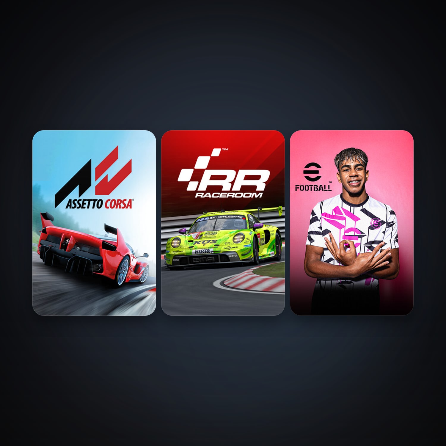 RaceRoom Racing Experience + Assetto Corsa, 4 games, clean — HabibiAccounts
