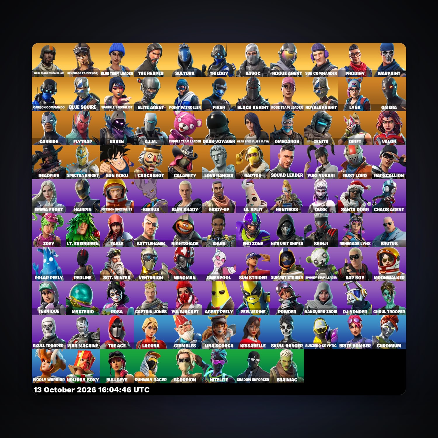 Fortnite account with Renegade Raider (OG) & Aerial Assault Trooper (OG) — 107 skins — 300 V-Bucks — lvl 1965 — HabibiAccounts