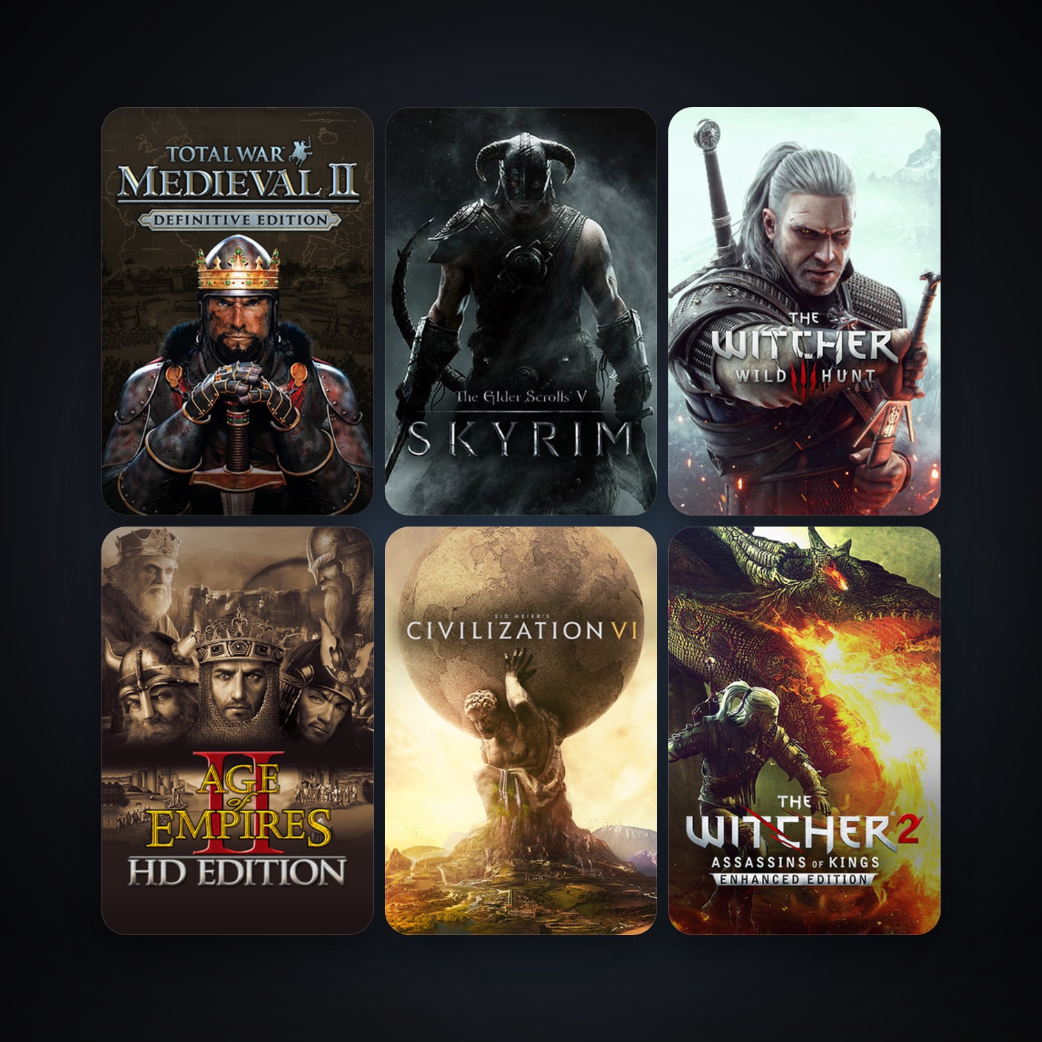 Medieval II: Total War + The Witcher 2: Assassins of Kings Enhanced Edition, 106 games, Steam 15, clean — HabibiAccounts