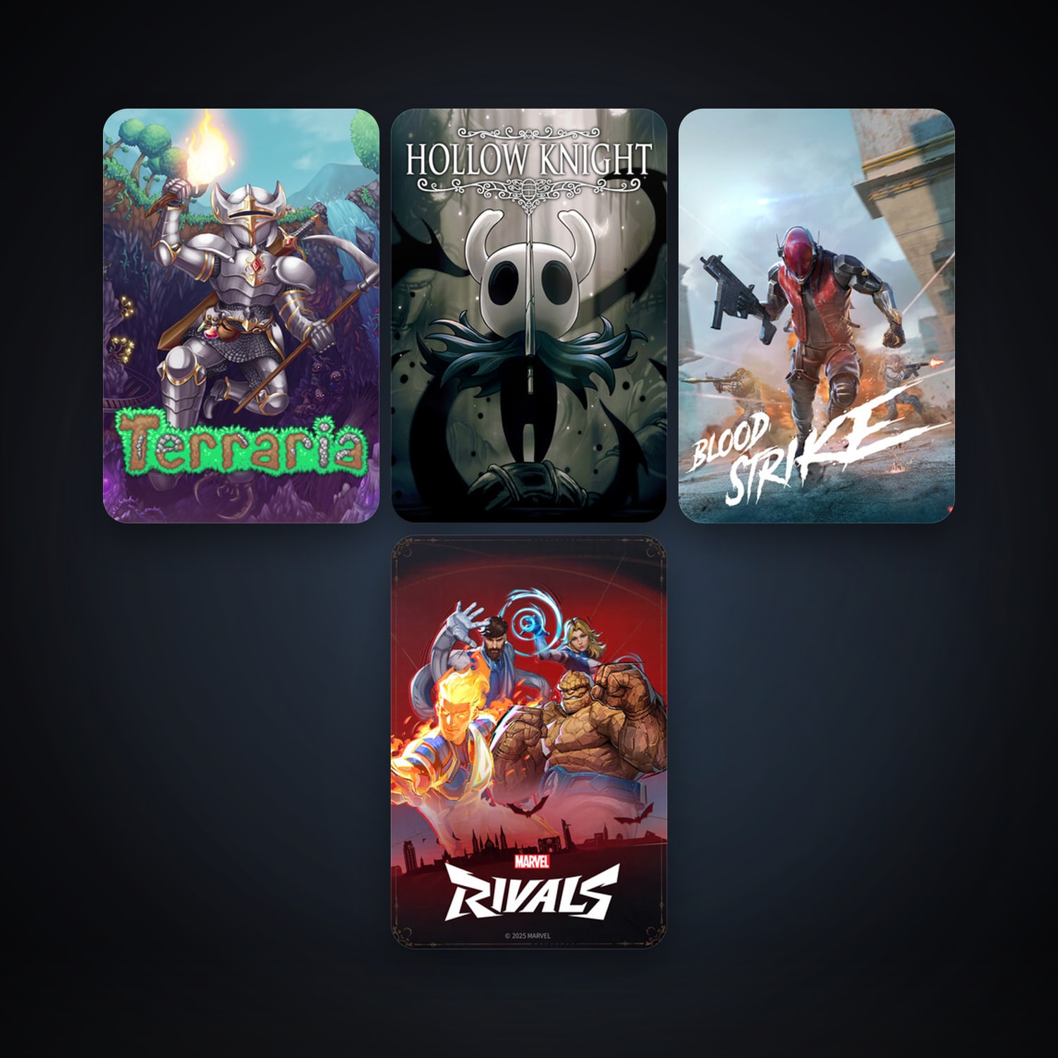 Terraria + Hollow Knight, 8 games, clean — HabibiAccounts