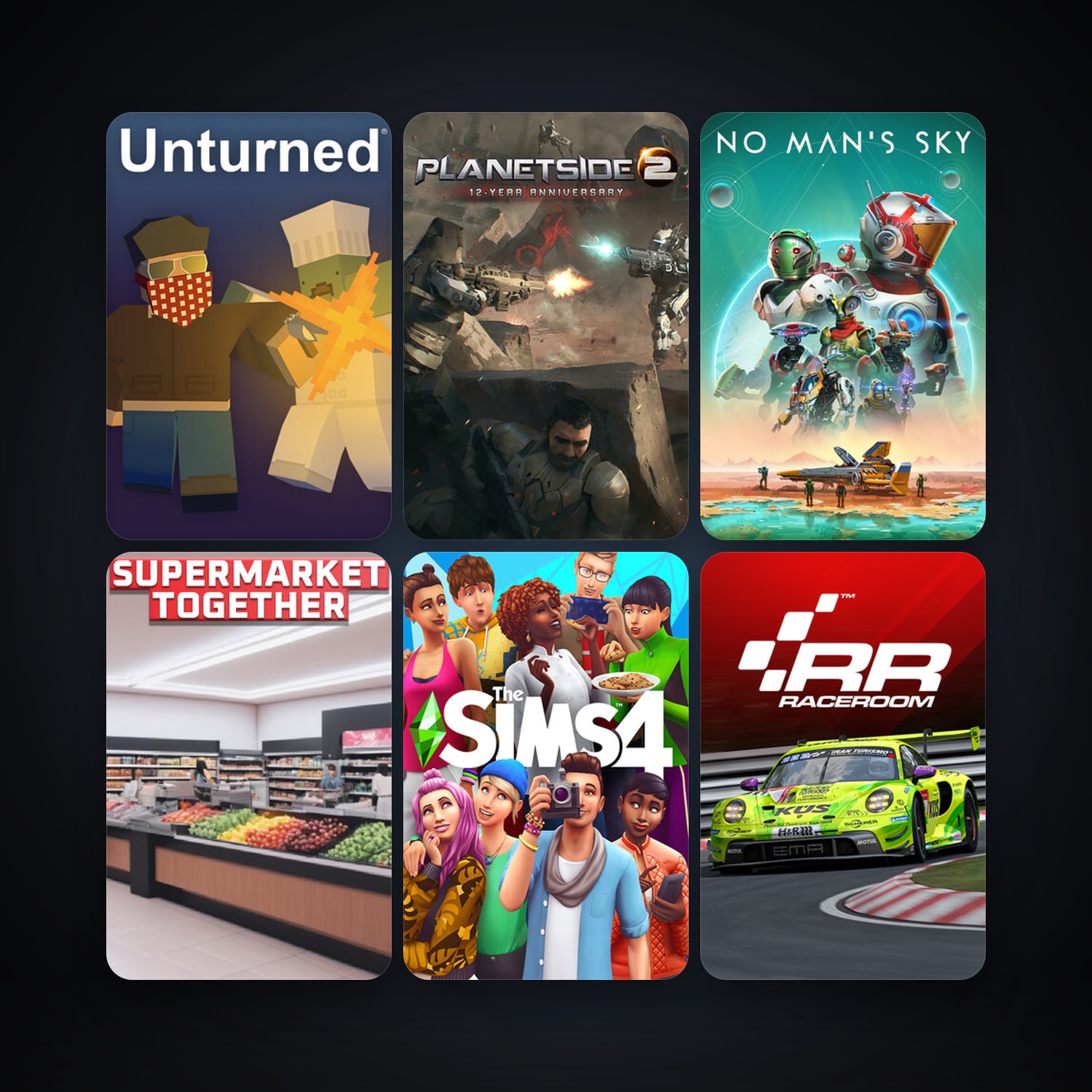RaceRoom Racing Experience + PlanetSide 2, 15 games, clean — HabibiAccounts