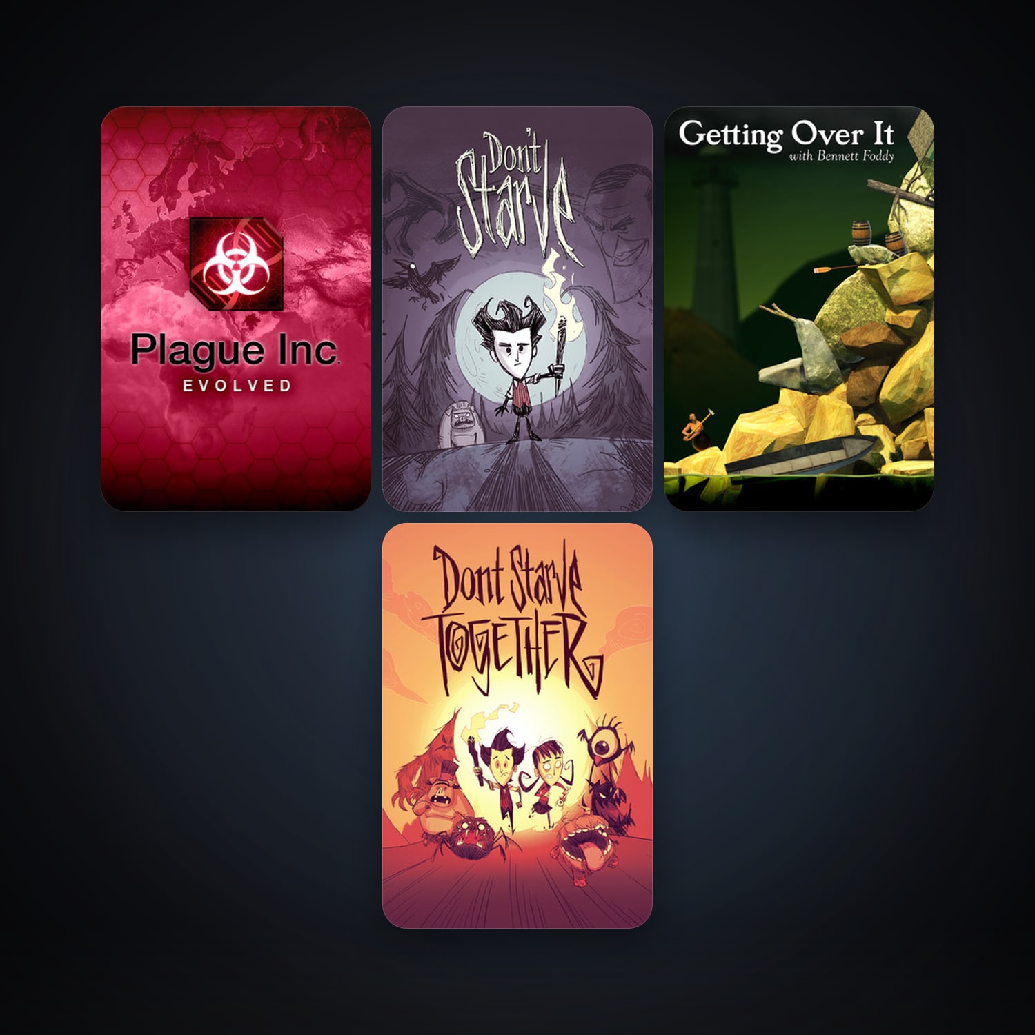 Don't Starve + Getting Over It with Bennett Foddy, 5 games, clean — HabibiAccounts