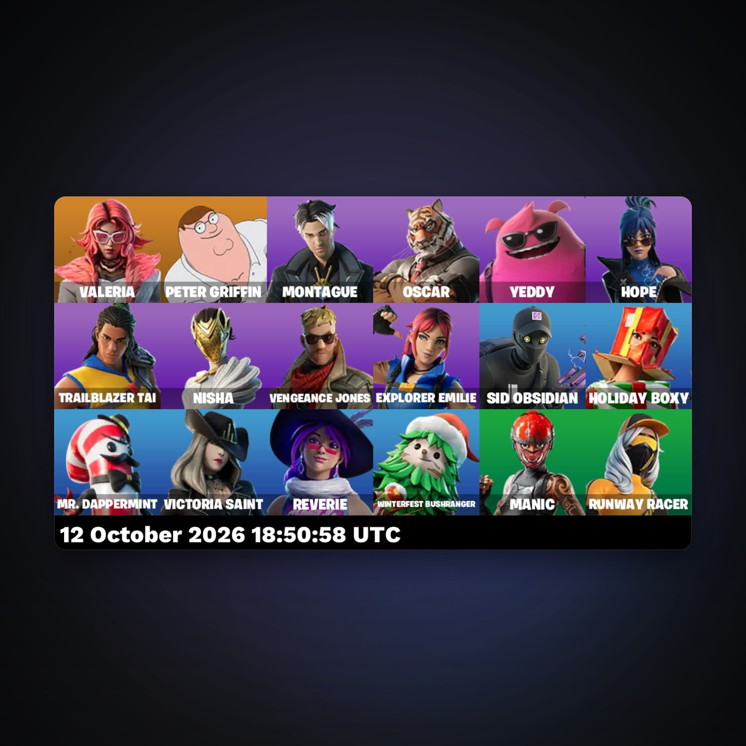 Fortnite account with Valeria & Peter Griffin — 18 skins — 50 V-Bucks — lvl 469 — HabibiAccounts
