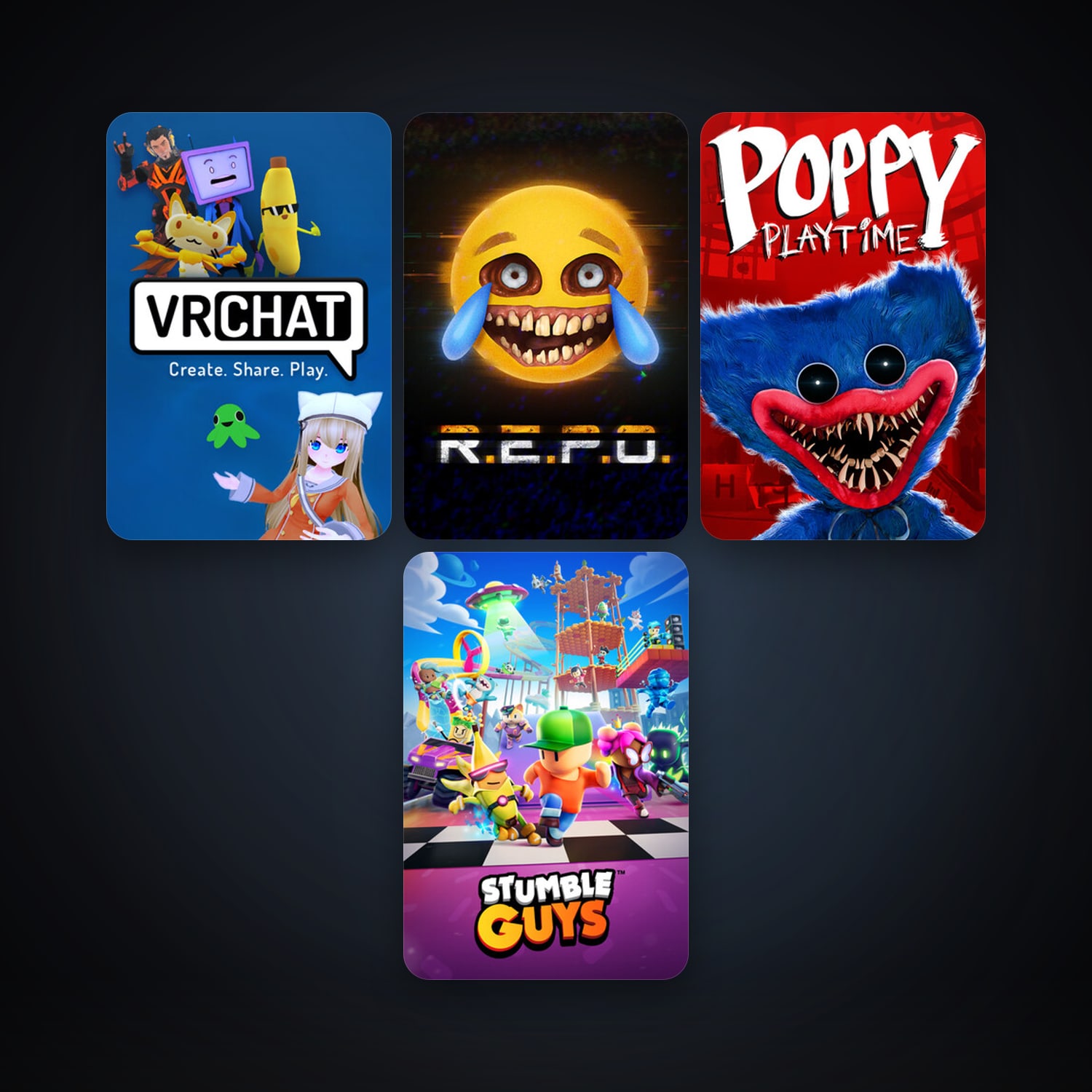 VRChat + Stumble Guys, 8 games, clean — HabibiAccounts