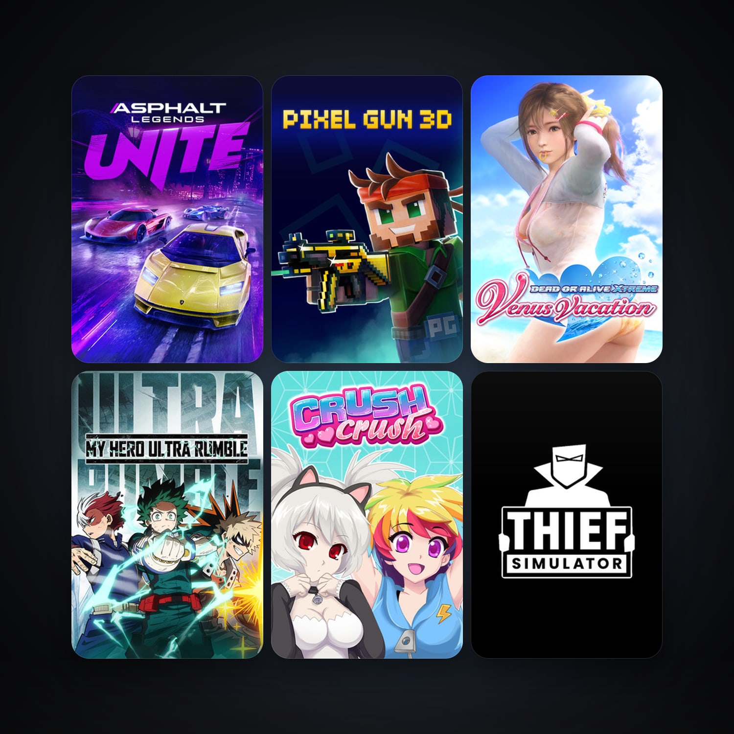 Crush Crush + Thief Simulator, 17 games, clean — HabibiAccounts
