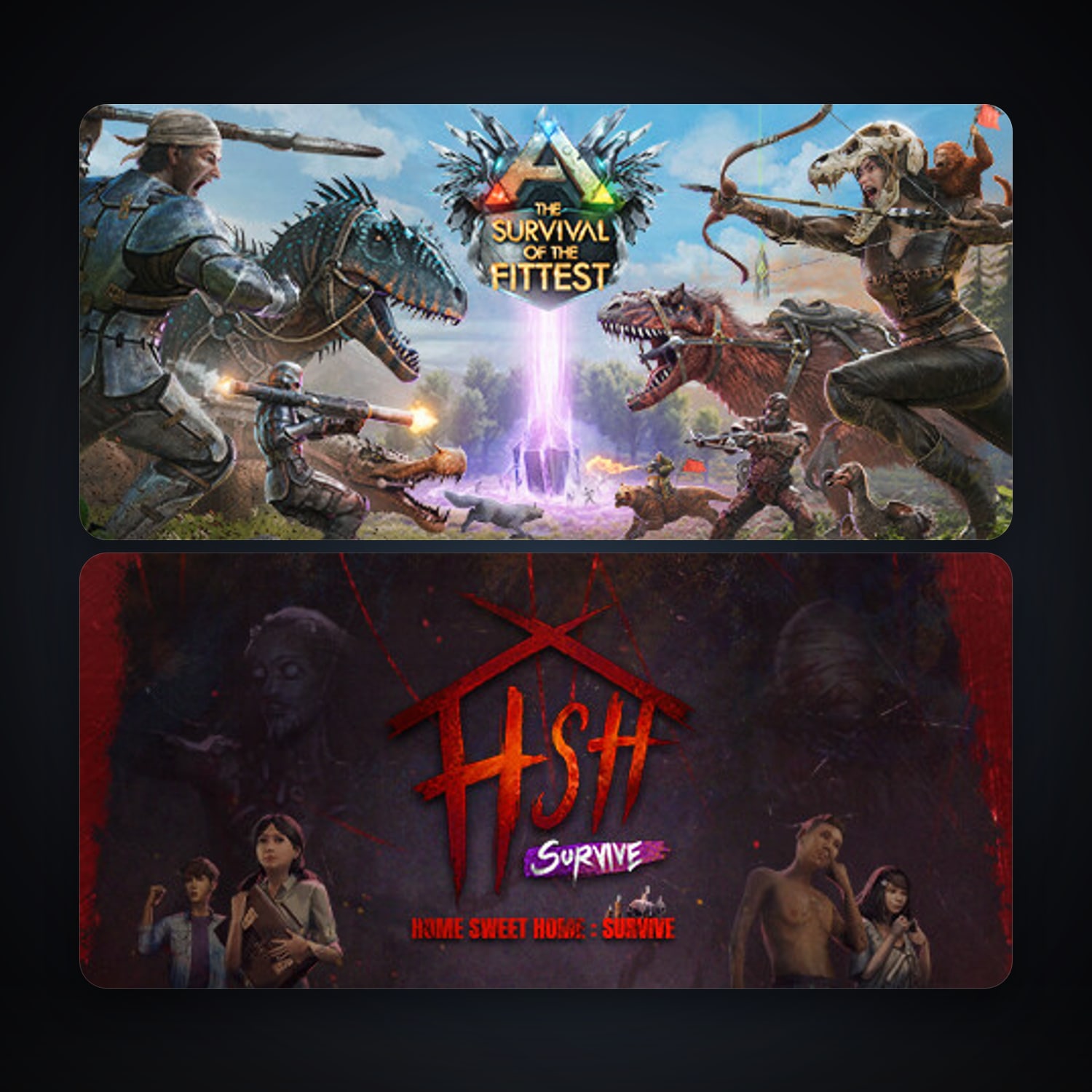 ARK: The Survival Of The Fittest + Home Sweet Home : Survive, 3 games, clean — HabibiAccounts