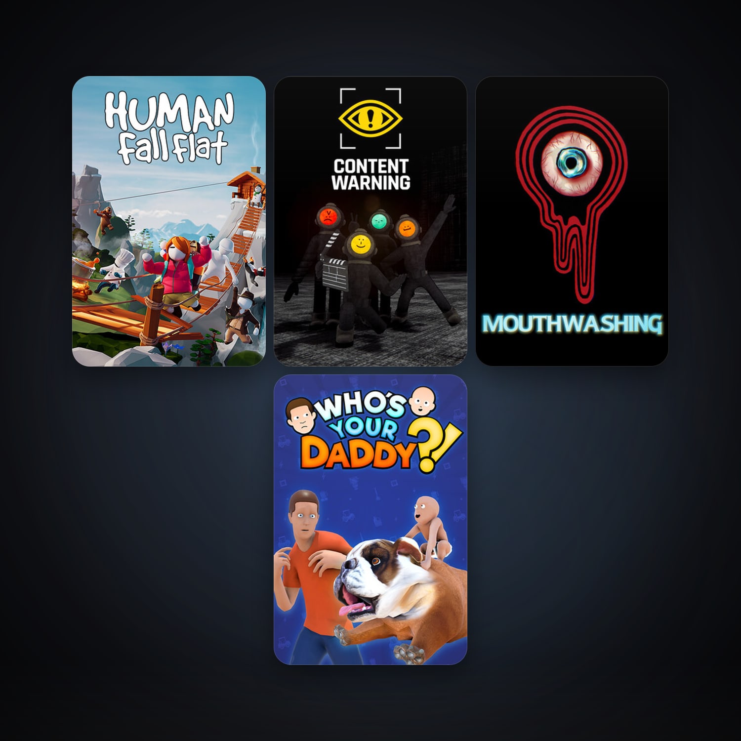 Who's Your Daddy + Human: Fall Flat, 4 games, clean — HabibiAccounts