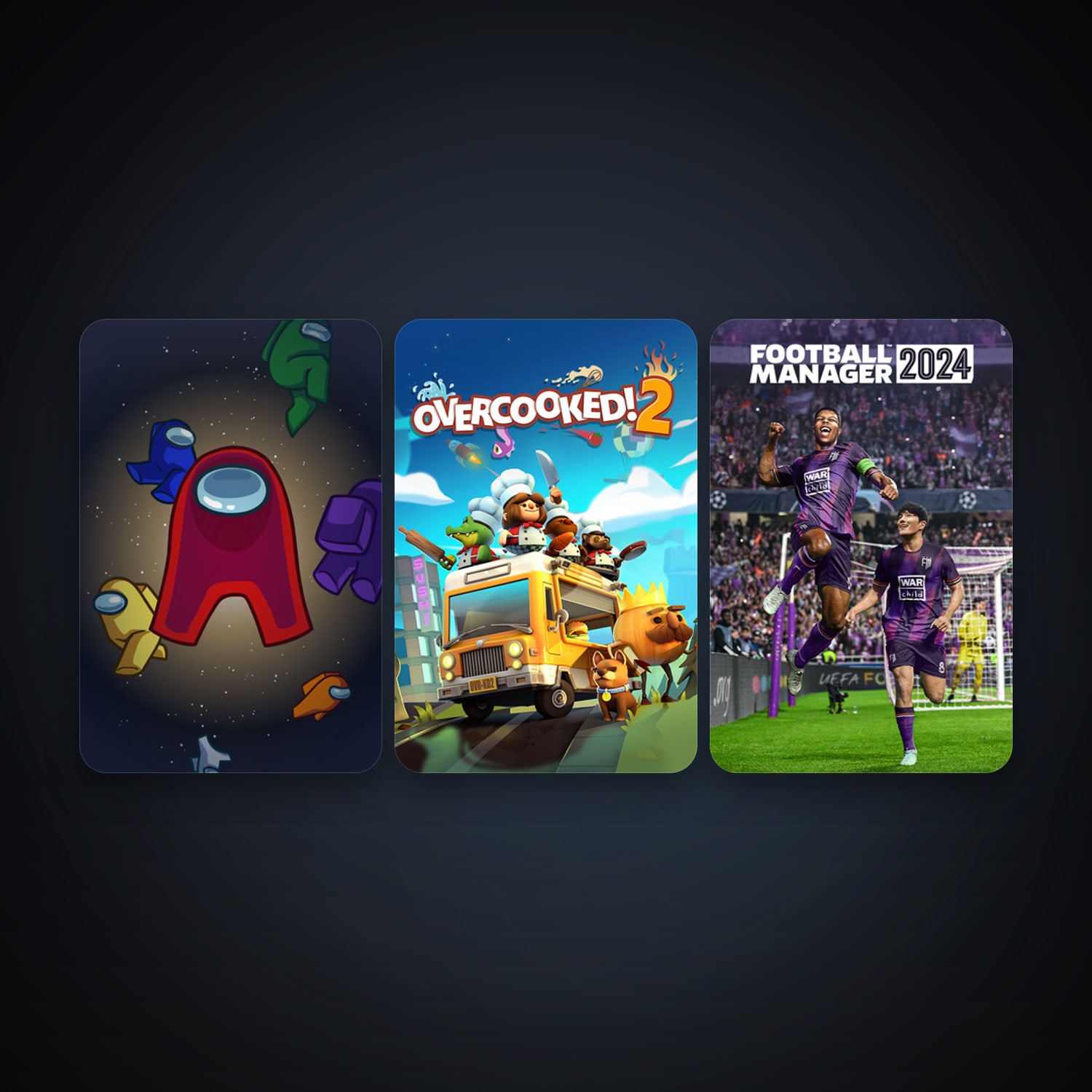 Overcooked! 2 + Among Us, 3 games, clean — HabibiAccounts