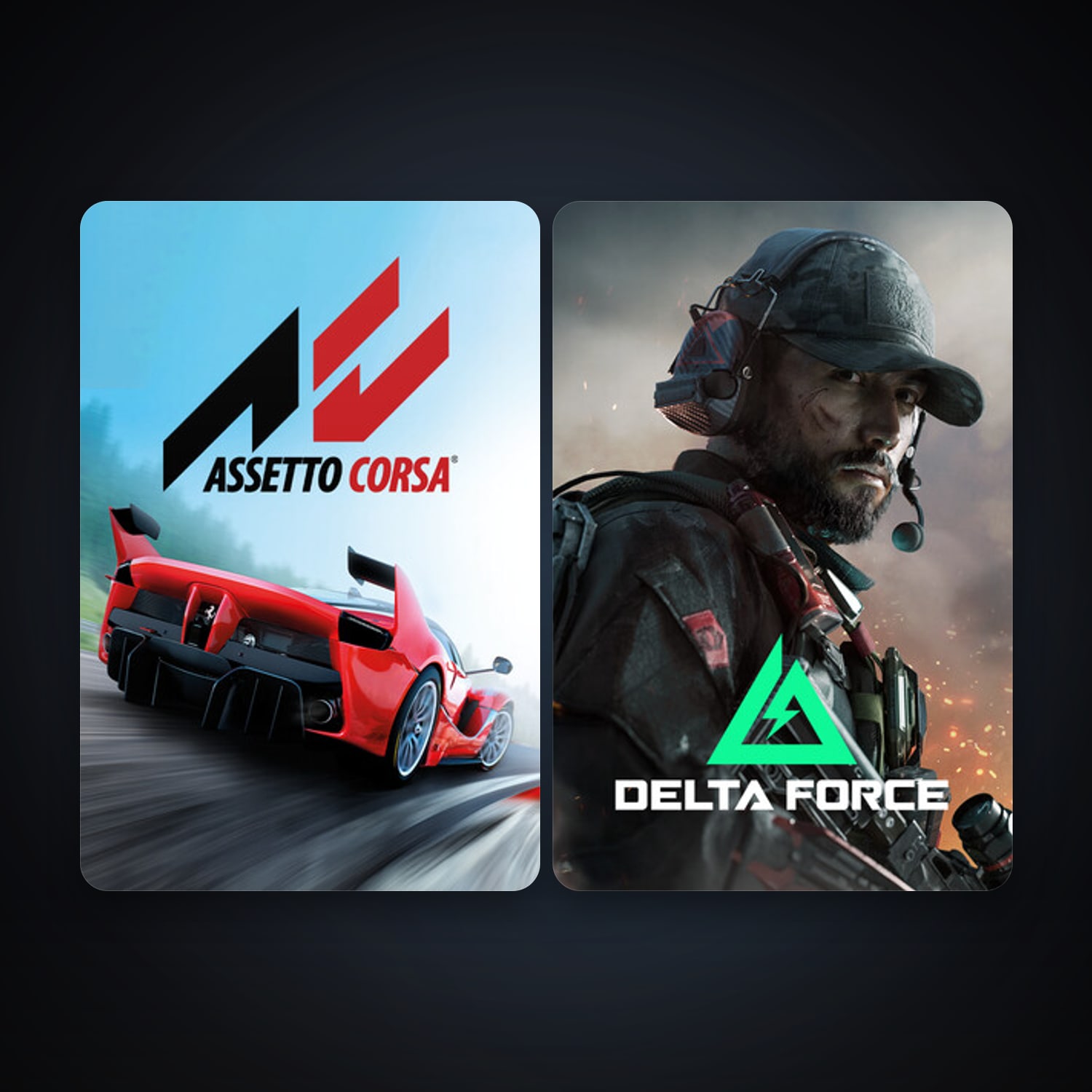 Assetto Corsa + Delta Force: Hawk Ops, 2 games, clean — HabibiAccounts