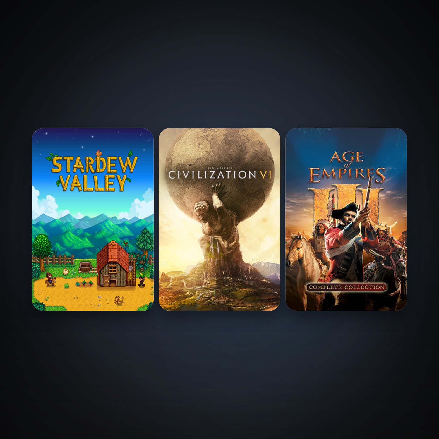 Age of Empires III + Sid Meier's Civilization VI, 3 games, clean — HabibiAccounts