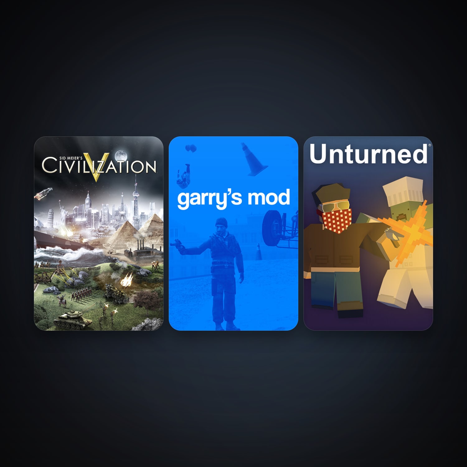 Garry's Mod + Sid Meier's Civilization V, 3 games, clean — HabibiAccounts