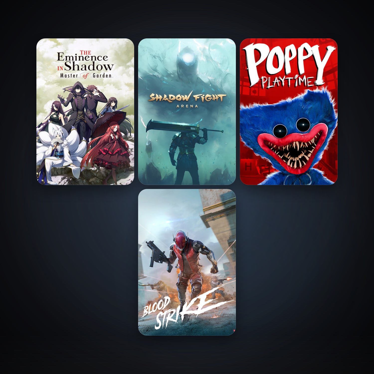 Shadow Fight Arena + Poppy Playtime, 8 games, clean — HabibiAccounts
