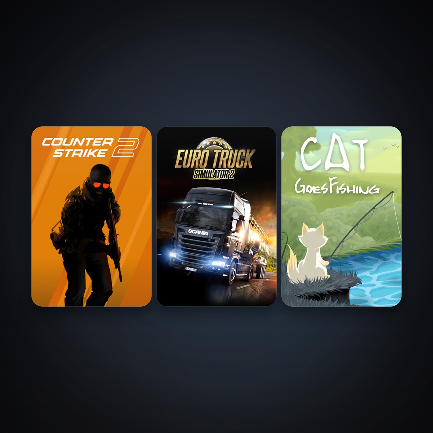 CS2 Prime + Euro Truck Simulator 2, 3 games, clean — HabibiAccounts