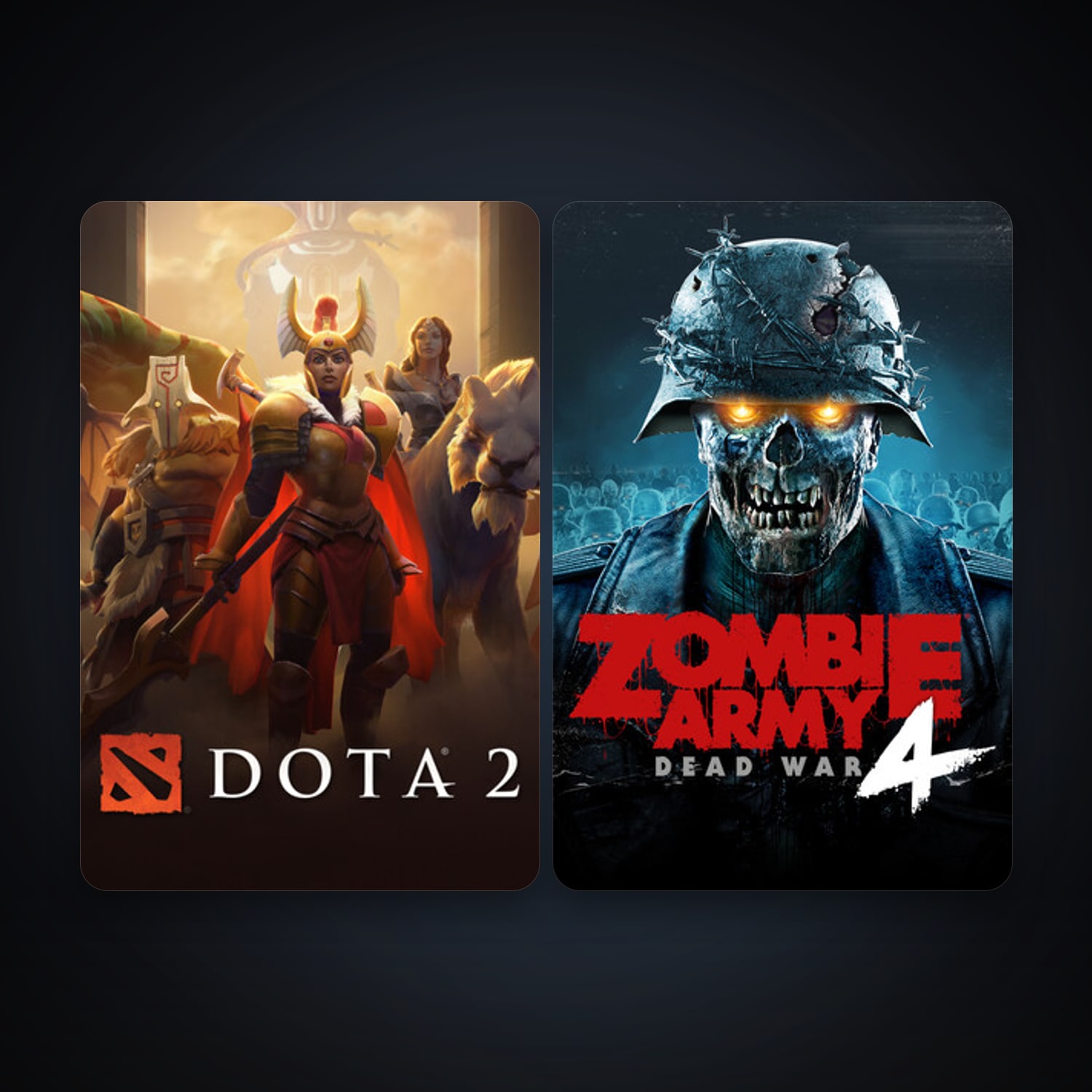 Dota 2 + Zombie Army 4: Dead War, 2 games, clean — HabibiAccounts