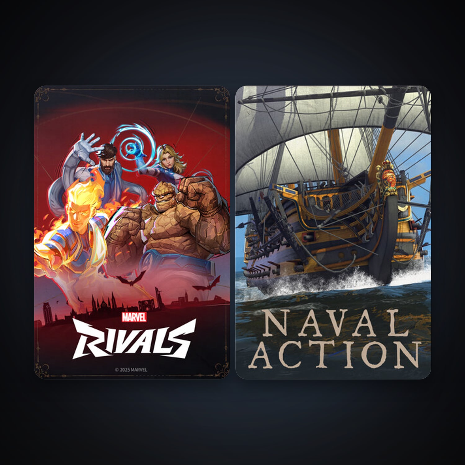 Naval Action + Marvel Rivals, 4 games, clean — HabibiAccounts