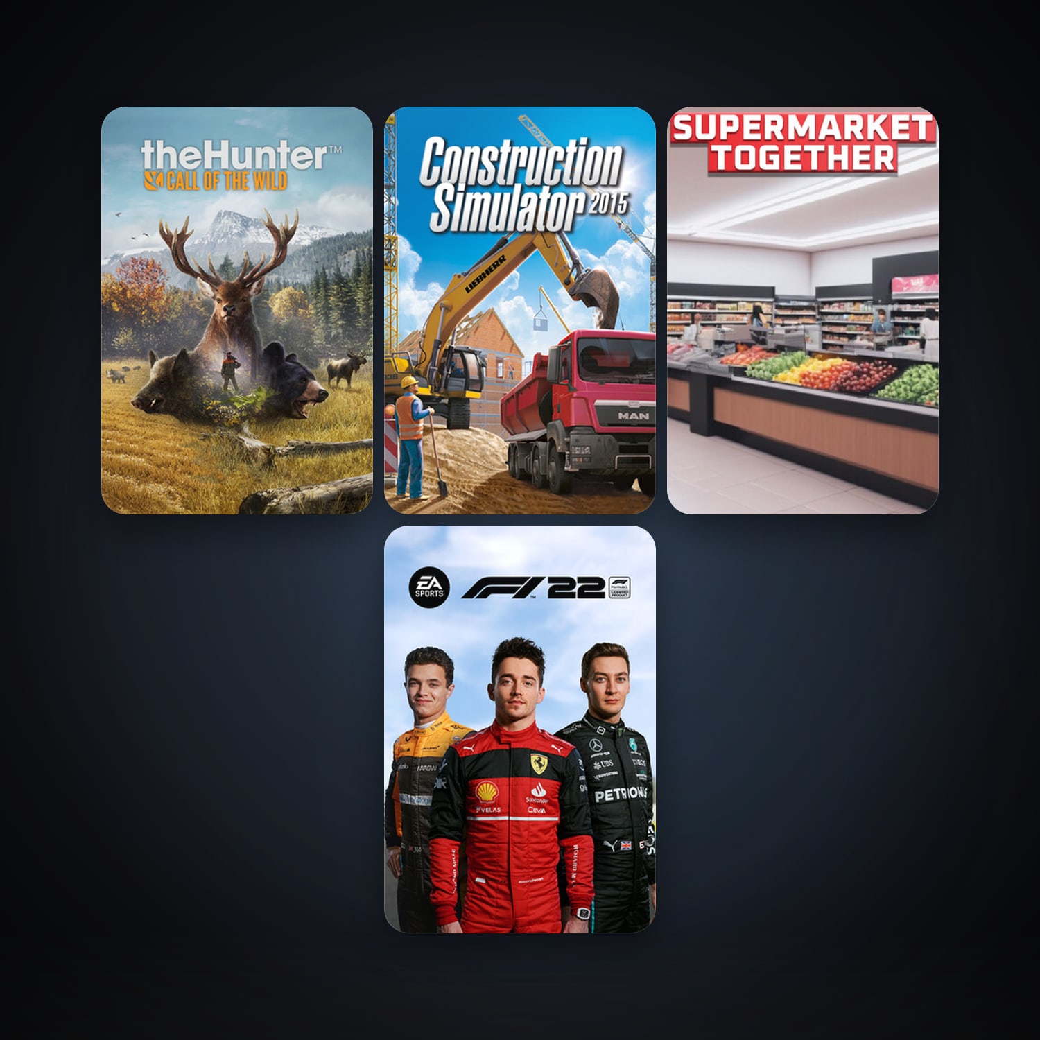 Construction Simulator 2015 + theHunter: Call of the Wild, 5 games, clean — HabibiAccounts