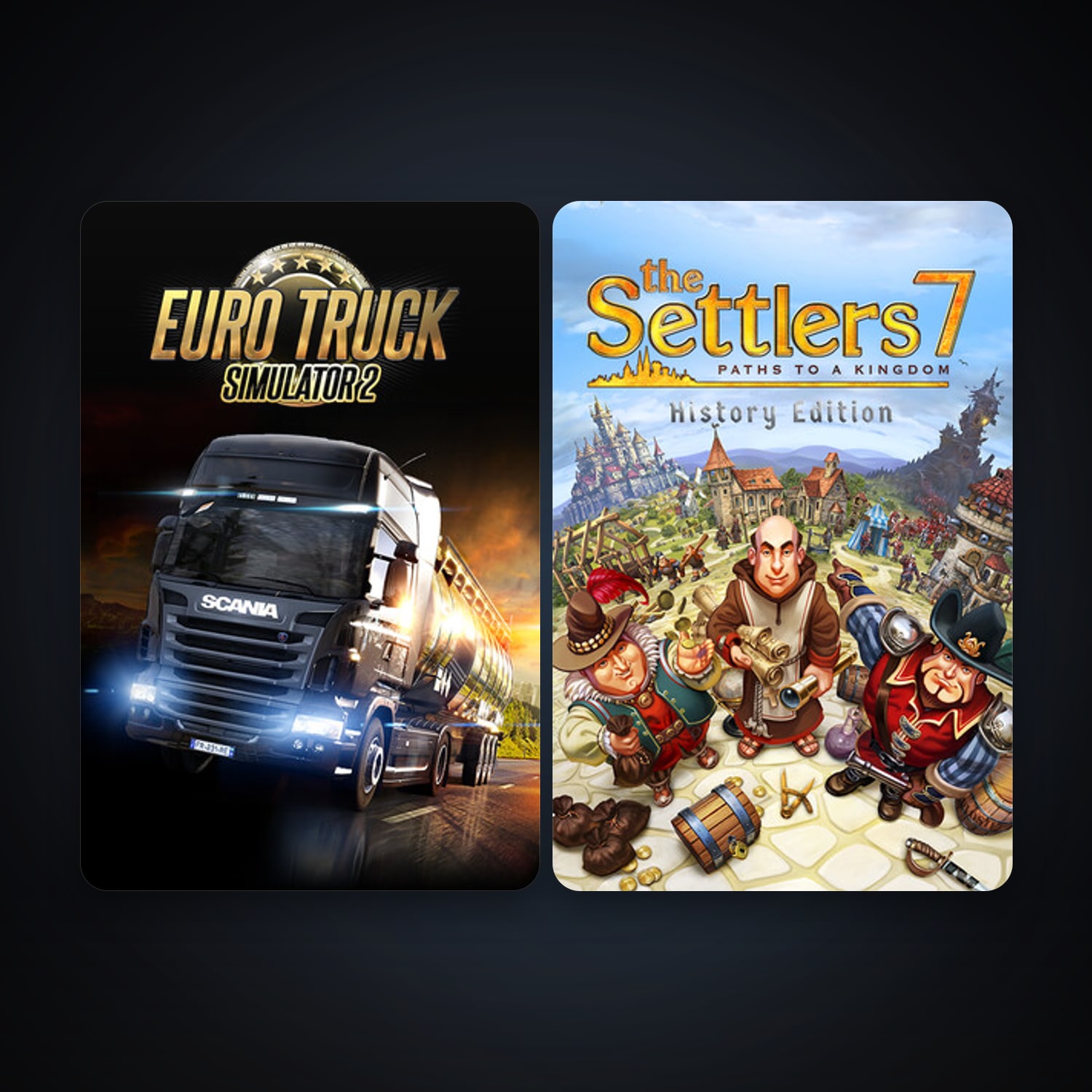Euro Truck Simulator 2 + The Settlers 7 : History Edition, 4 games, clean — HabibiAccounts