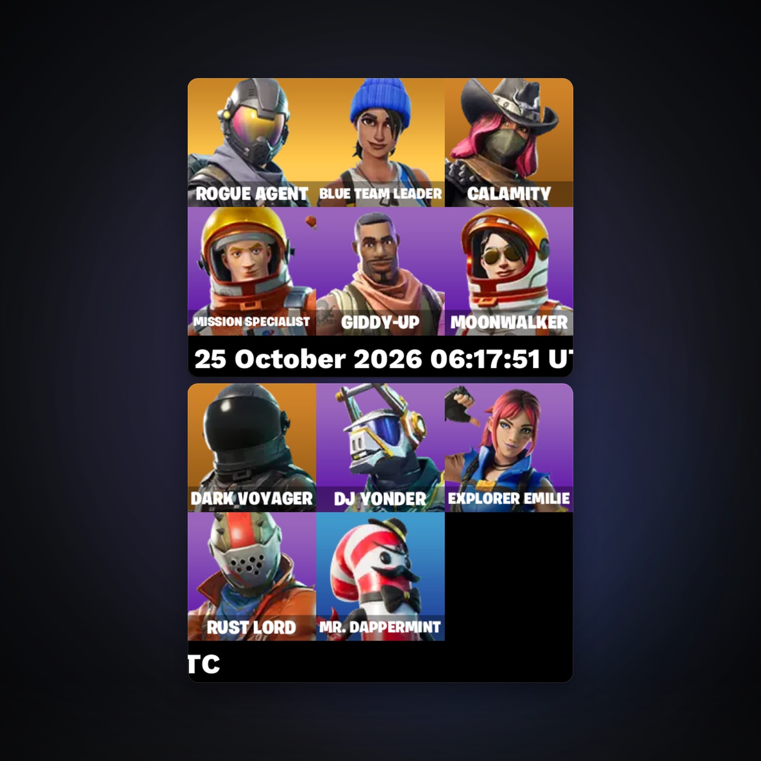 Fortnite account with Rogue Agent & Calamity — 11 skins — 300 V-Bucks — lvl 221 — HabibiAccounts