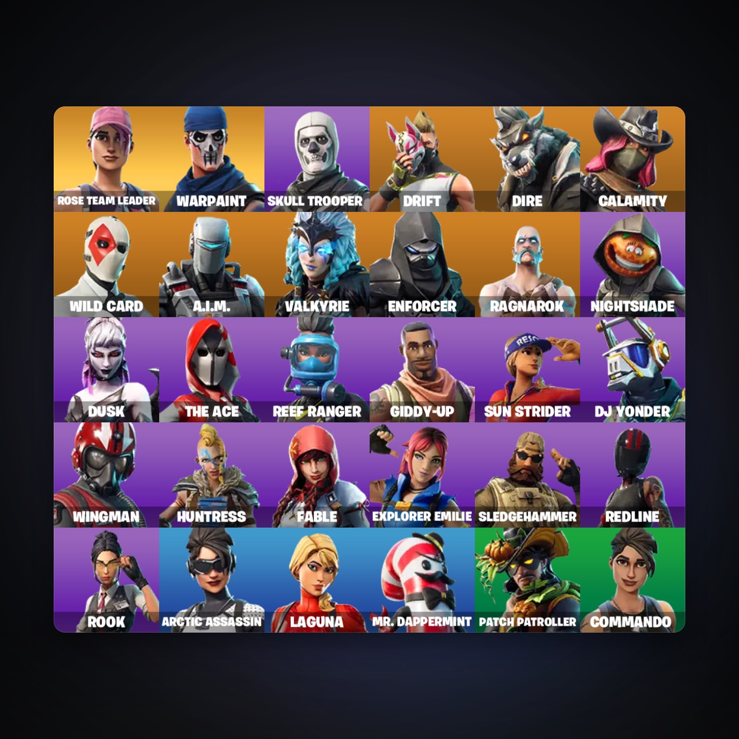 حساب فورتنايت Skull Trooper وDrift، لوكر 31 سكن، 250 فيبوكس، لفل 313، 70 فوز — HabibiAccounts