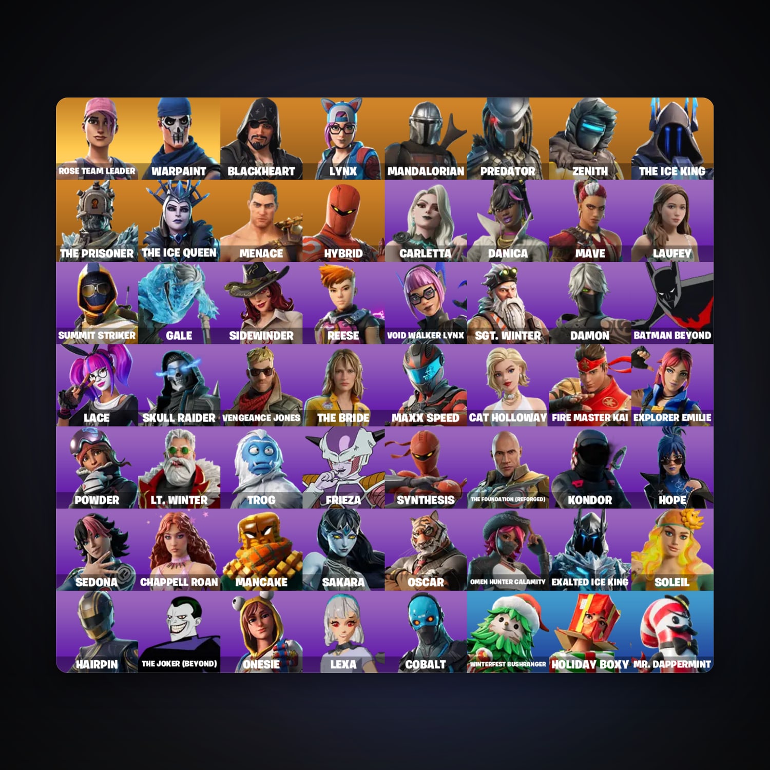 Fortnite account with Blackheart & Lynx — 59 skins — 4.5K V-Bucks — lvl 523 — HabibiAccounts