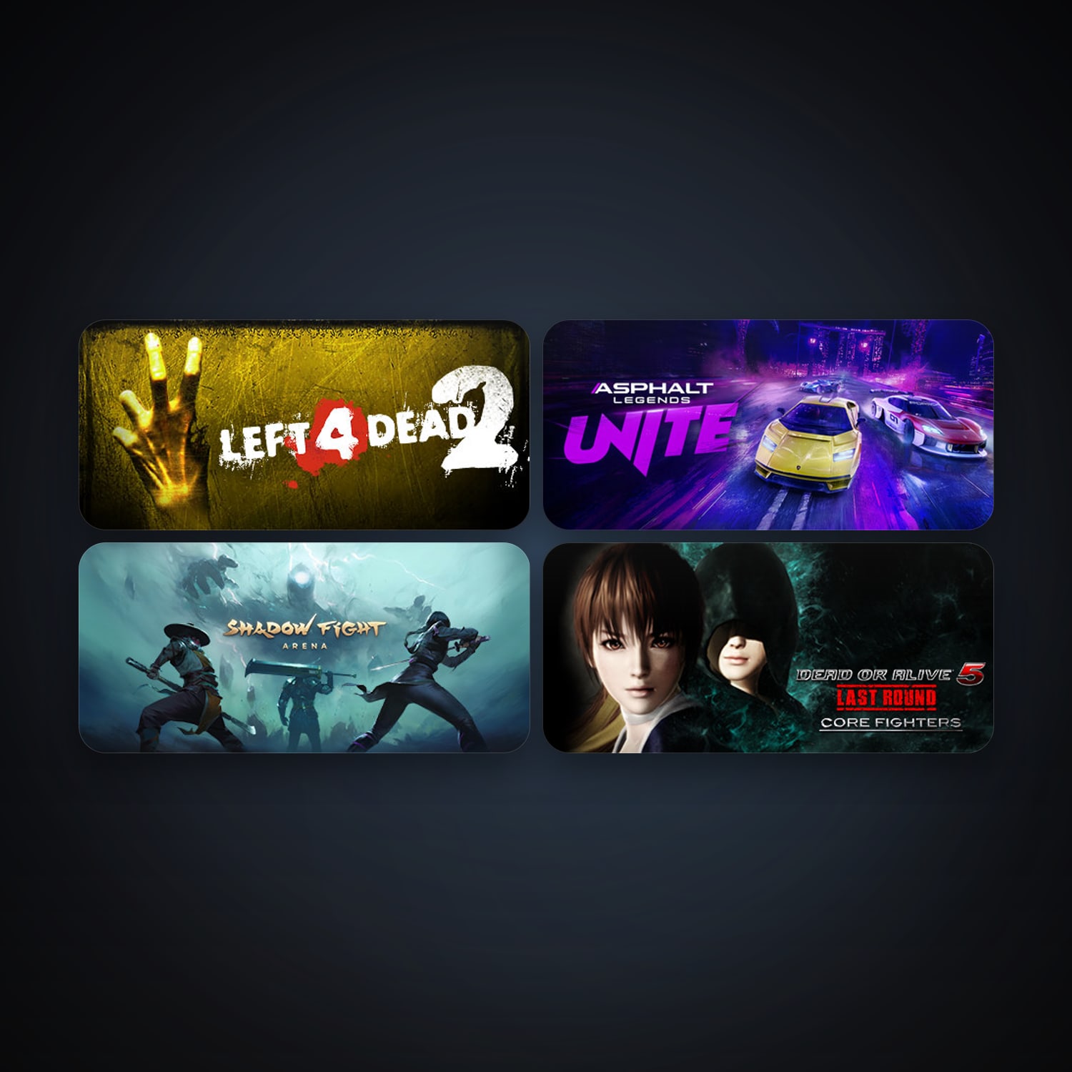 Left 4 Dead 2 + DEAD OR ALIVE 5 Last Round: Core Fighters, 9 games, clean — HabibiAccounts