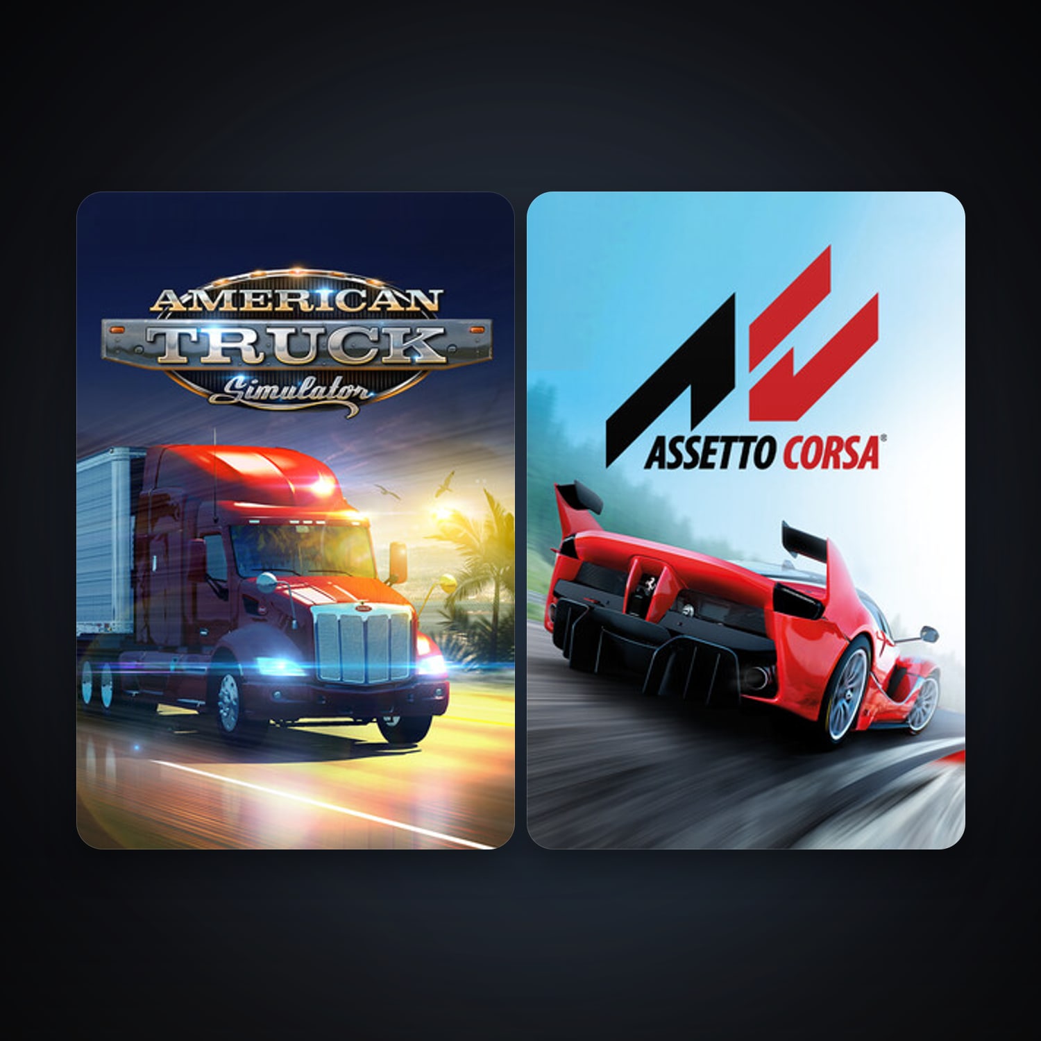 Assetto Corsa + American Truck Simulator, 2 games, clean — HabibiAccounts