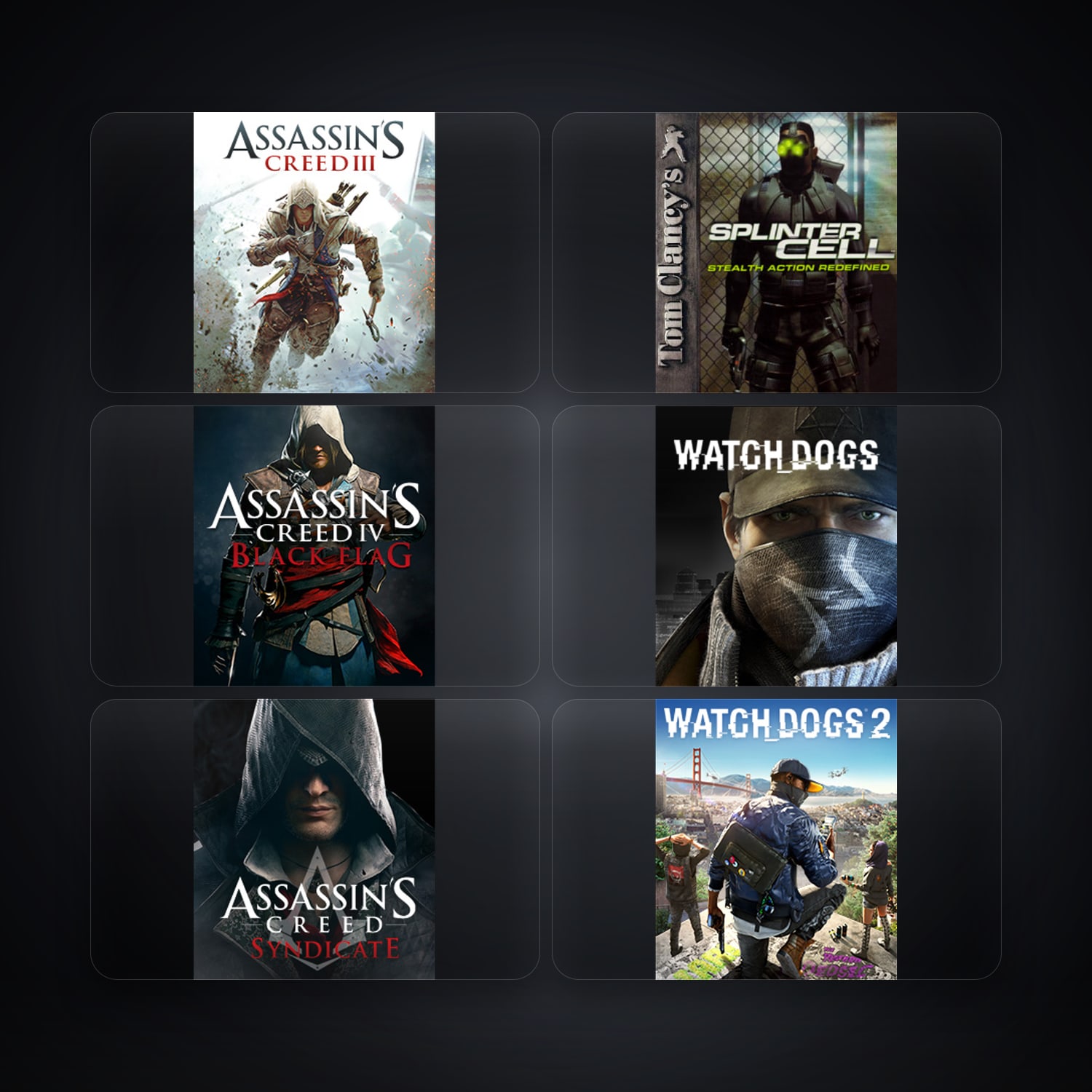 Ubisoft Assassin's Creed III + Tom Clancy's Splinter Cell — FR — 8 games — HabibiAccounts