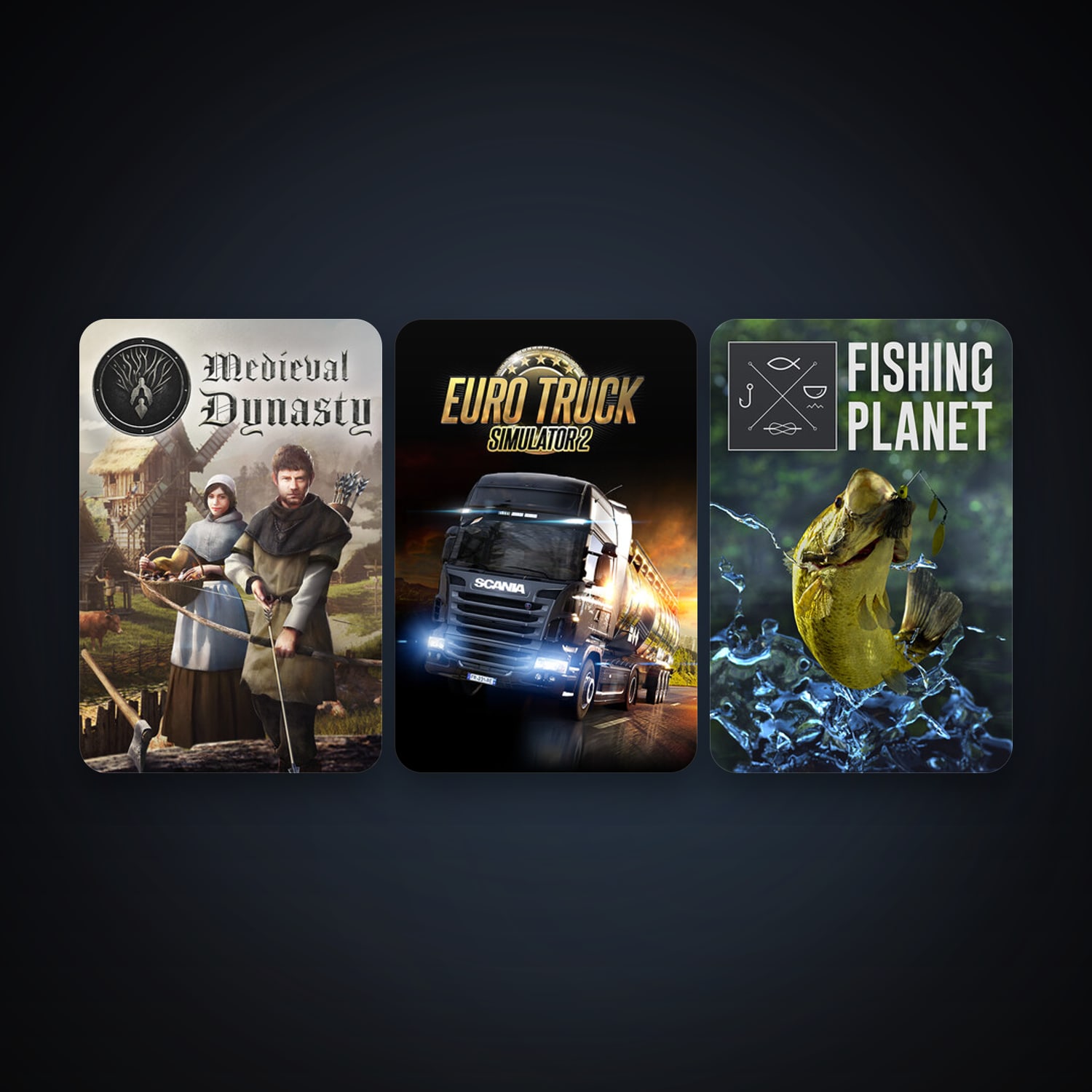 Euro Truck Simulator 2 + Fishing Planet, 3 games, clean — HabibiAccounts