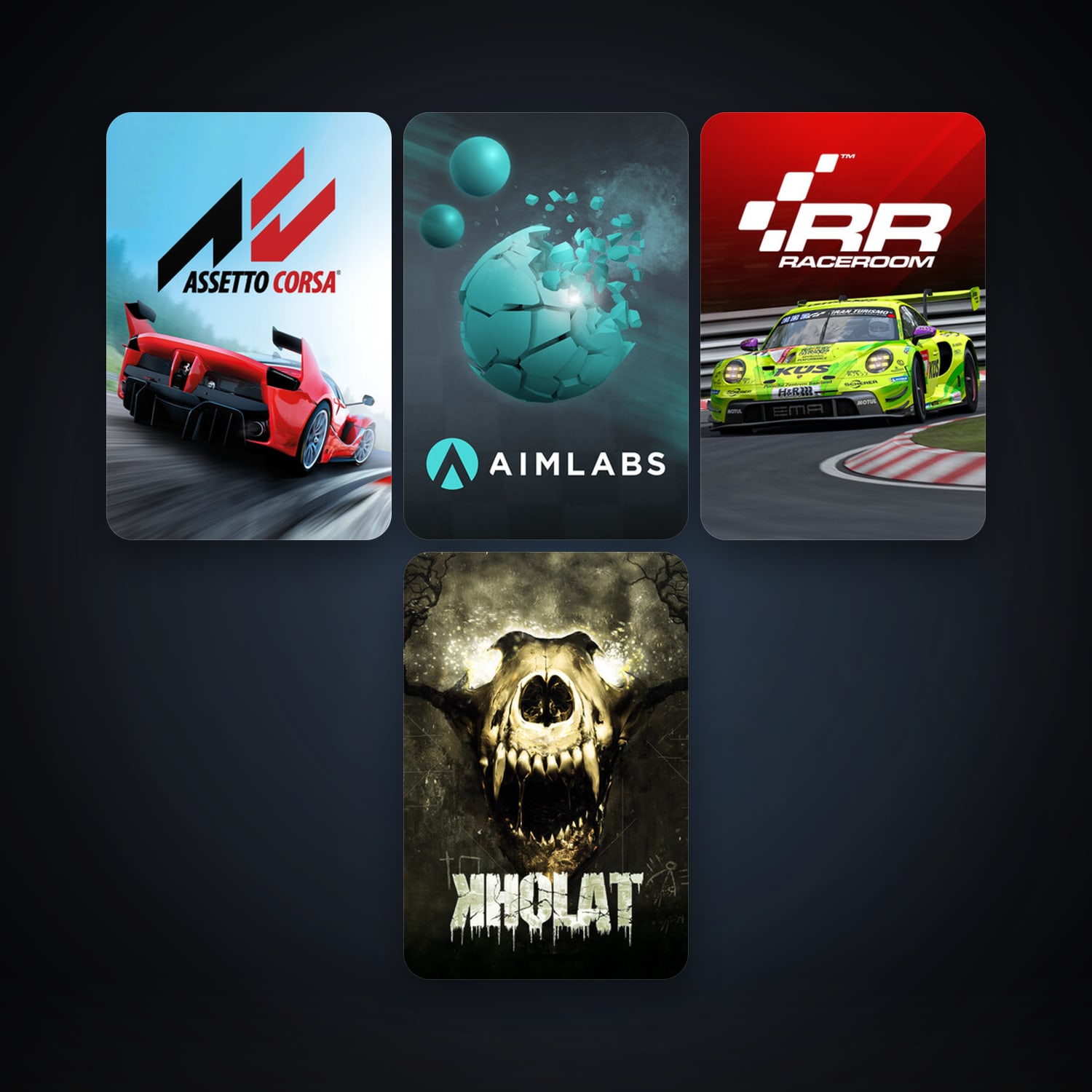 RaceRoom Racing Experience + Assetto Corsa, 7 games, clean — HabibiAccounts