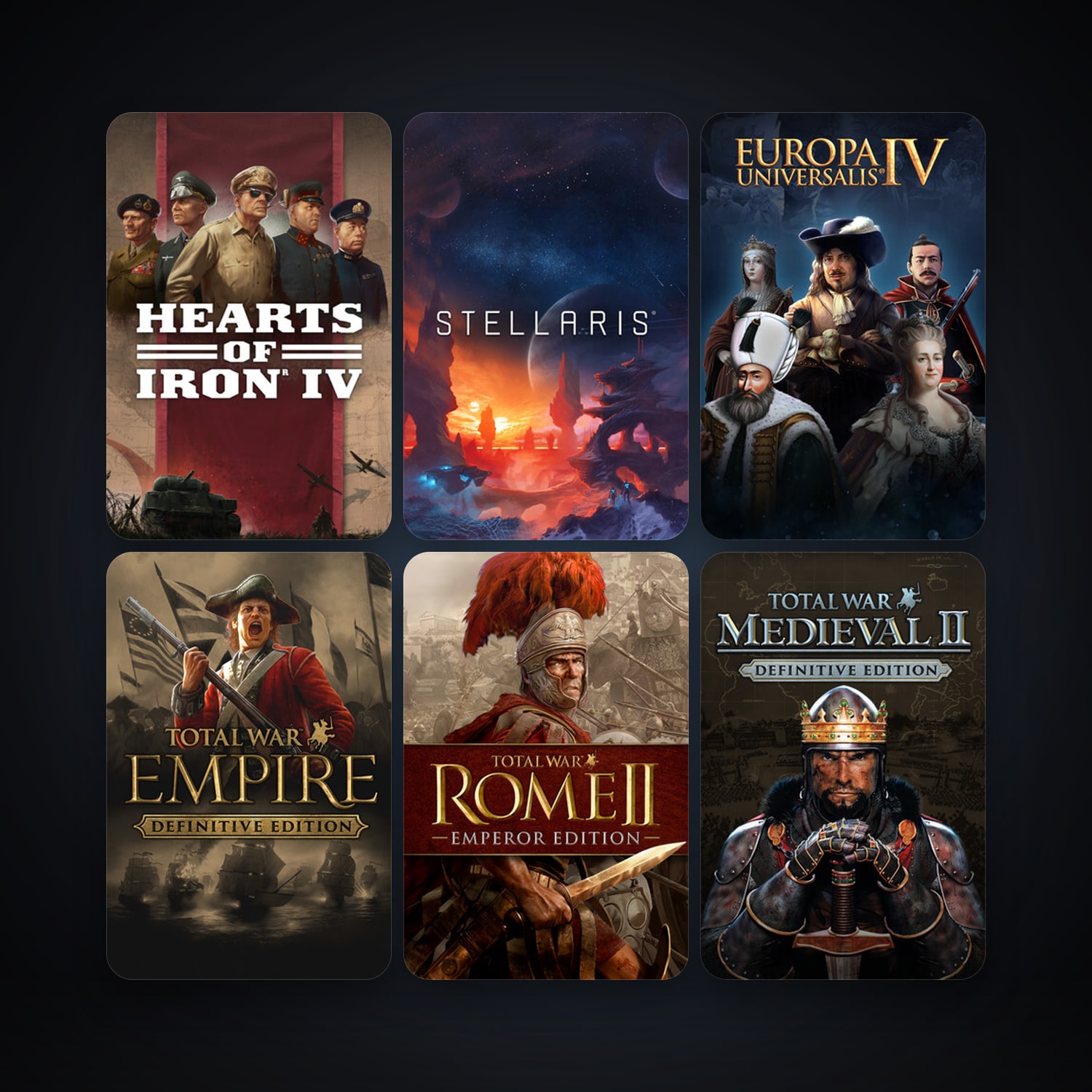 Medieval II: Total War + Empire: Total War, 76 games, Steam 11, clean — HabibiAccounts