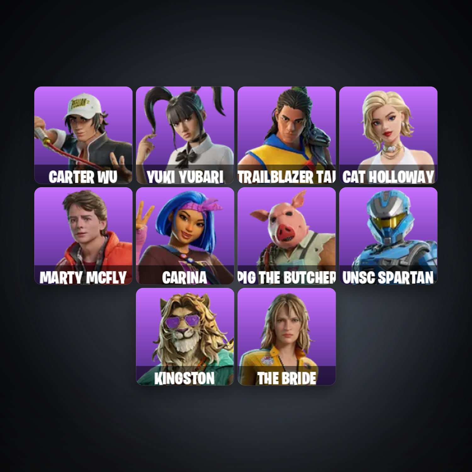 Fortnite account with Carter Wu & Yuki Yubari — 15 skins — 300 V-Bucks — lvl 591 — HabibiAccounts