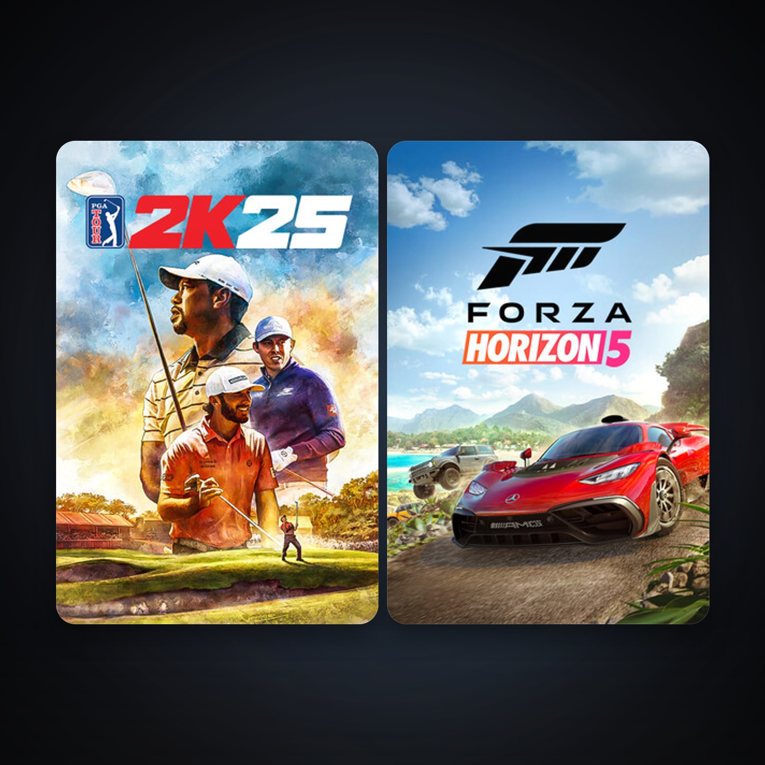 Forza Horizon 5 + PGA TOUR 2K25, 3 games, clean — HabibiAccounts