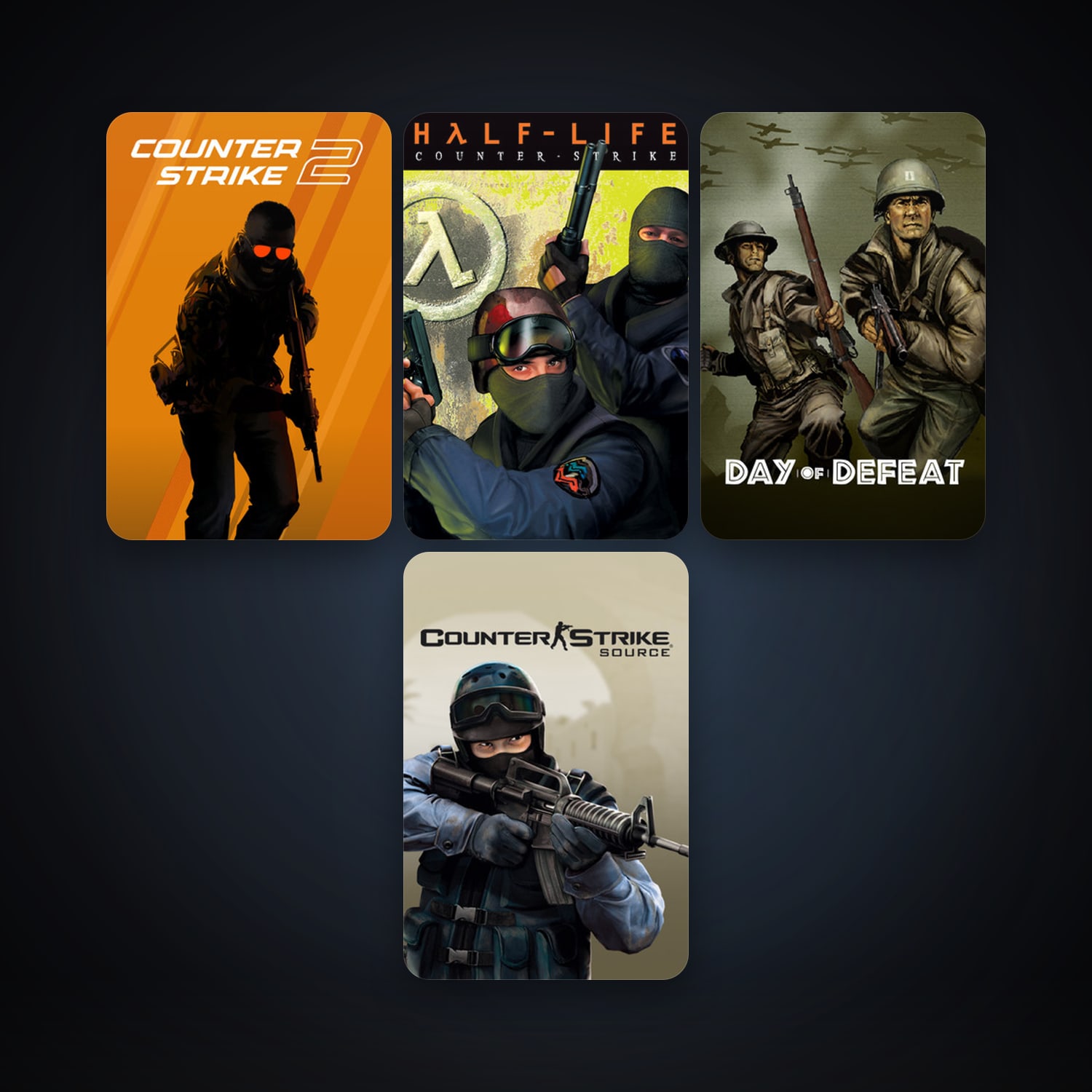 Counter-Strike + Day of Defeat, 8 games, Steam 10, clean — HabibiAccounts