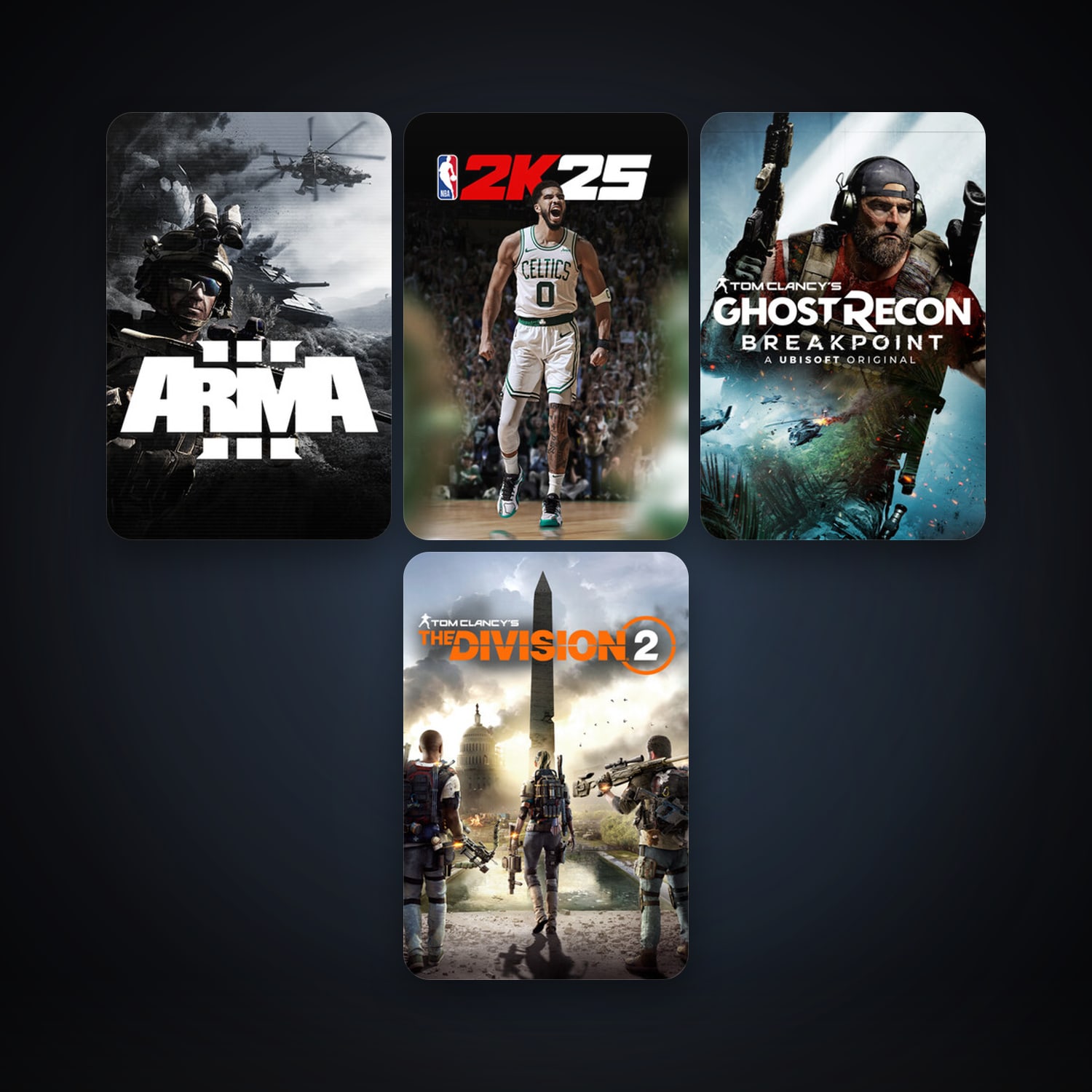 Arma 3 + Tom Clancy’s The Division 2, 7 games, clean — HabibiAccounts
