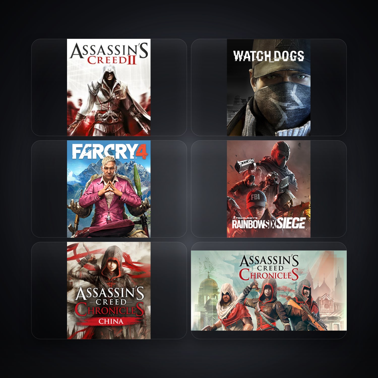Ubisoft Assassin's Creed II + Watch_Dogs — US — 11 games — HabibiAccounts
