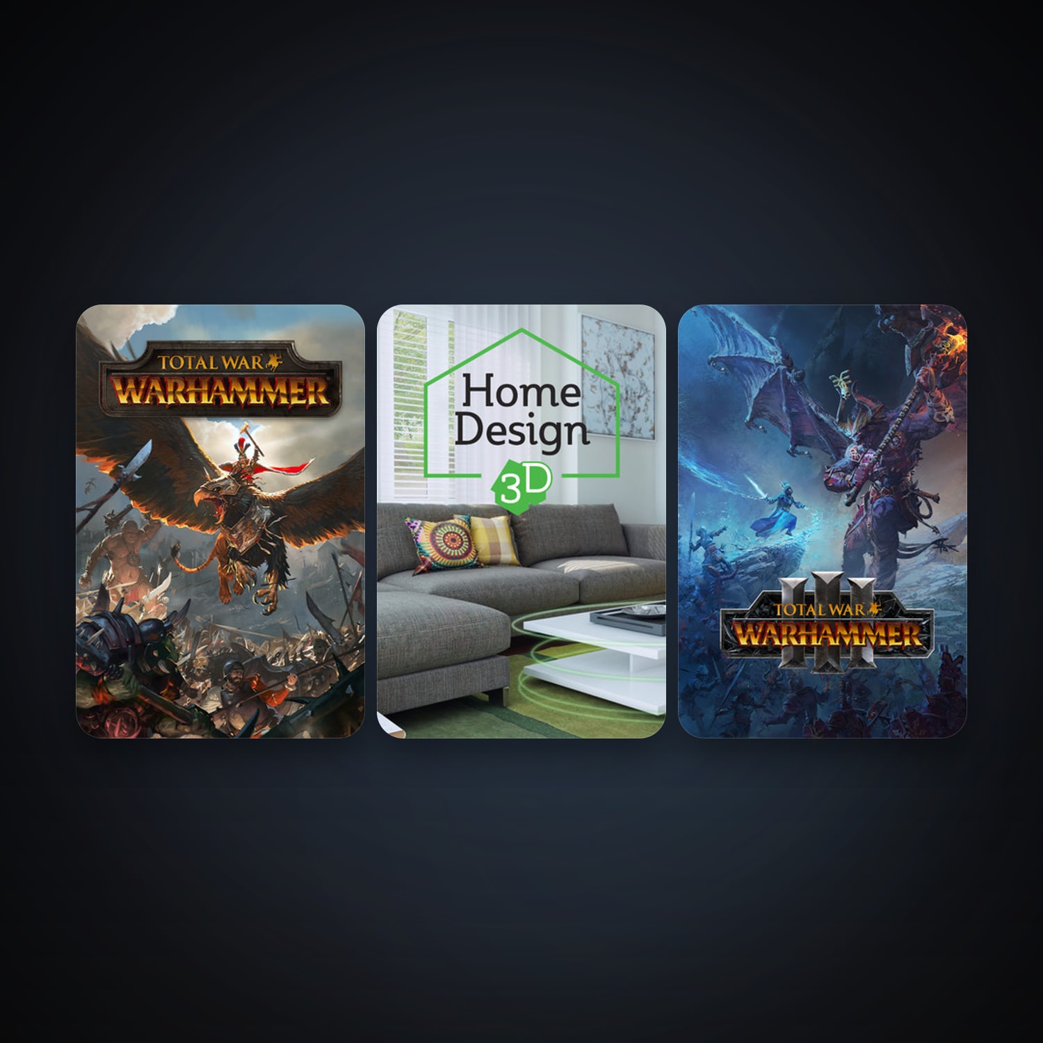Total War: WARHAMMER + Home Design 3D, 3 games, clean — HabibiAccounts