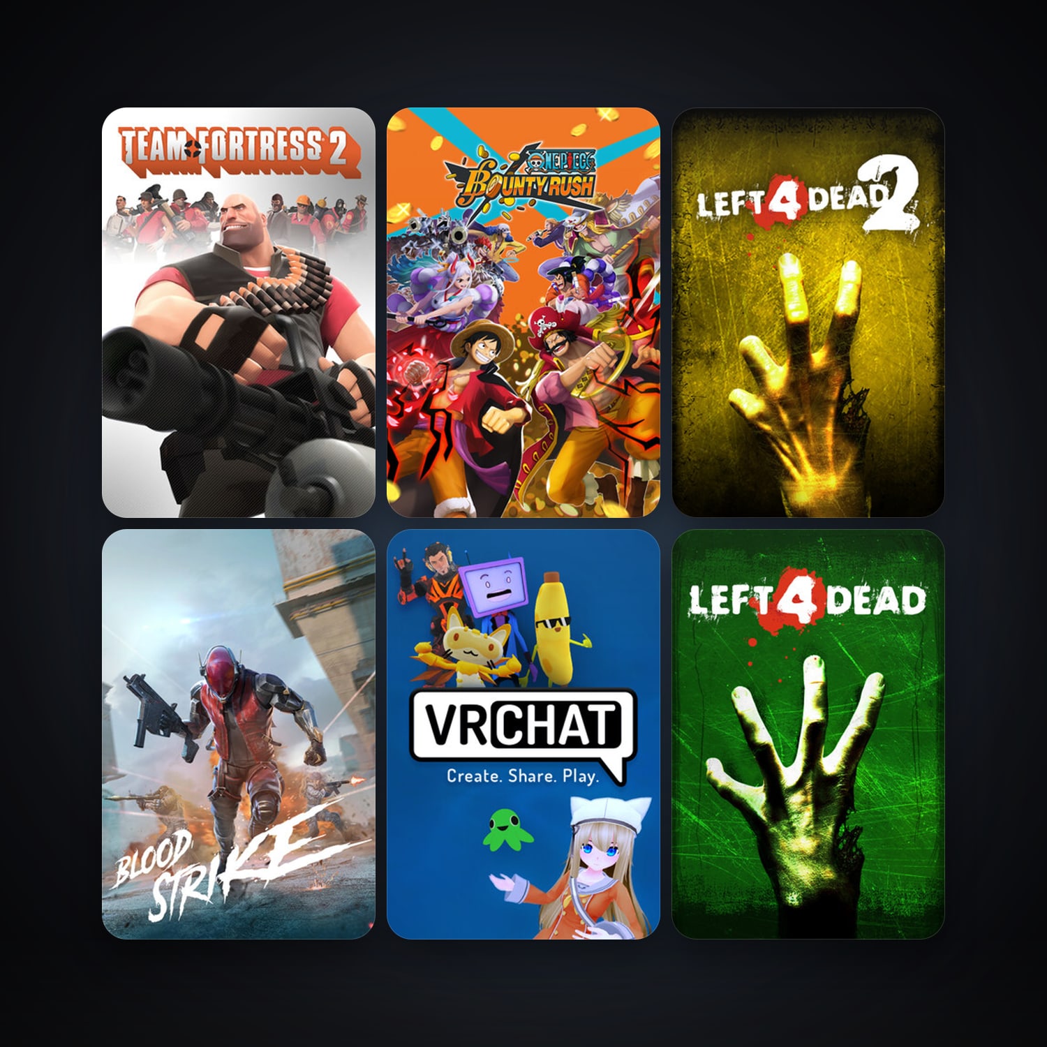 Team Fortress 2 + Left 4 Dead, 8 games, clean — HabibiAccounts